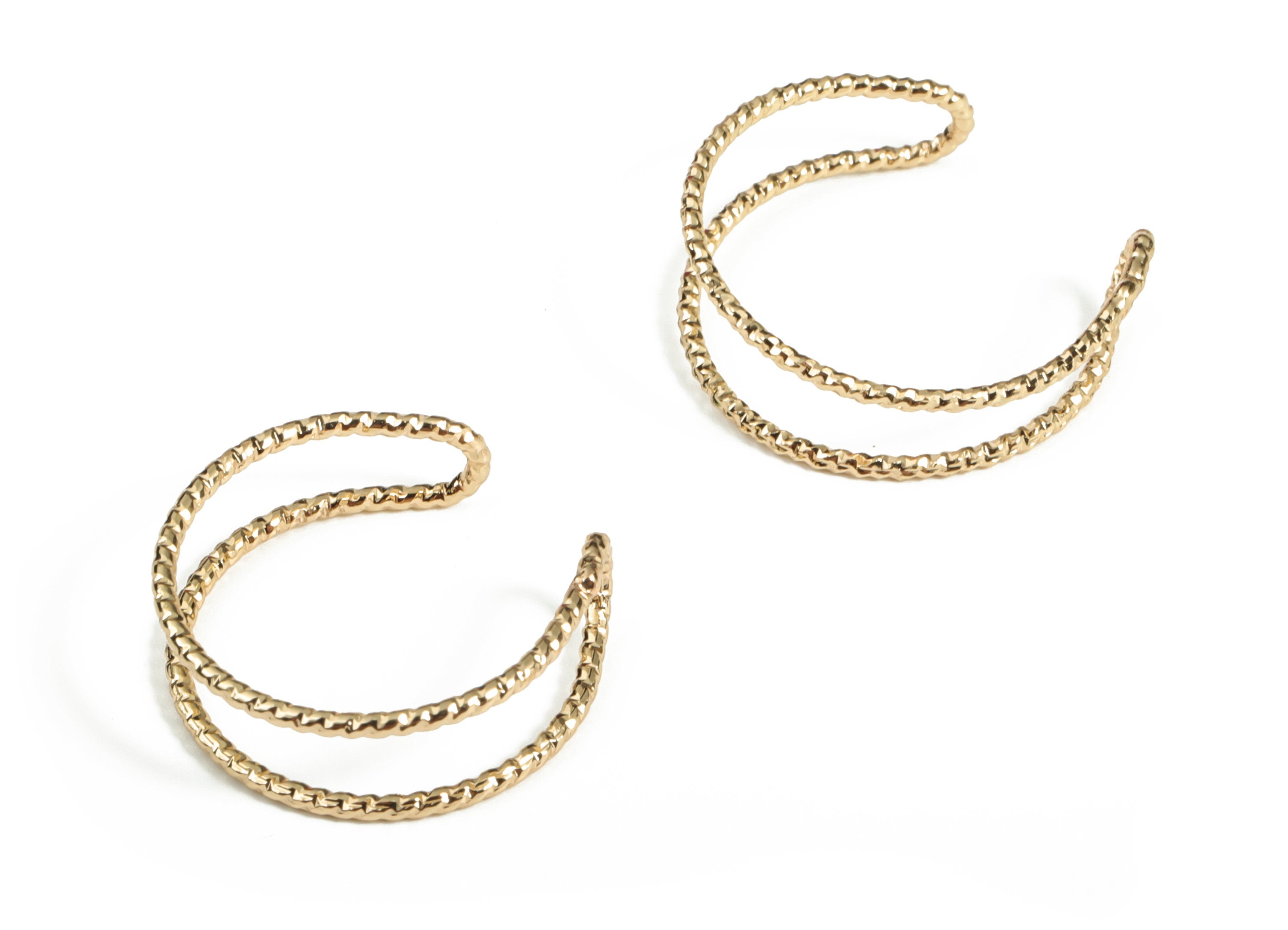 Ear Cuff Double Ring – Fake Piercing - Brass Cuff Earrings – Non Piercing Ear Cuff - 18K Real Gold Plated Brass - 21×20.71×1.26mm - RGP3034 - DOMEDBAZAAR