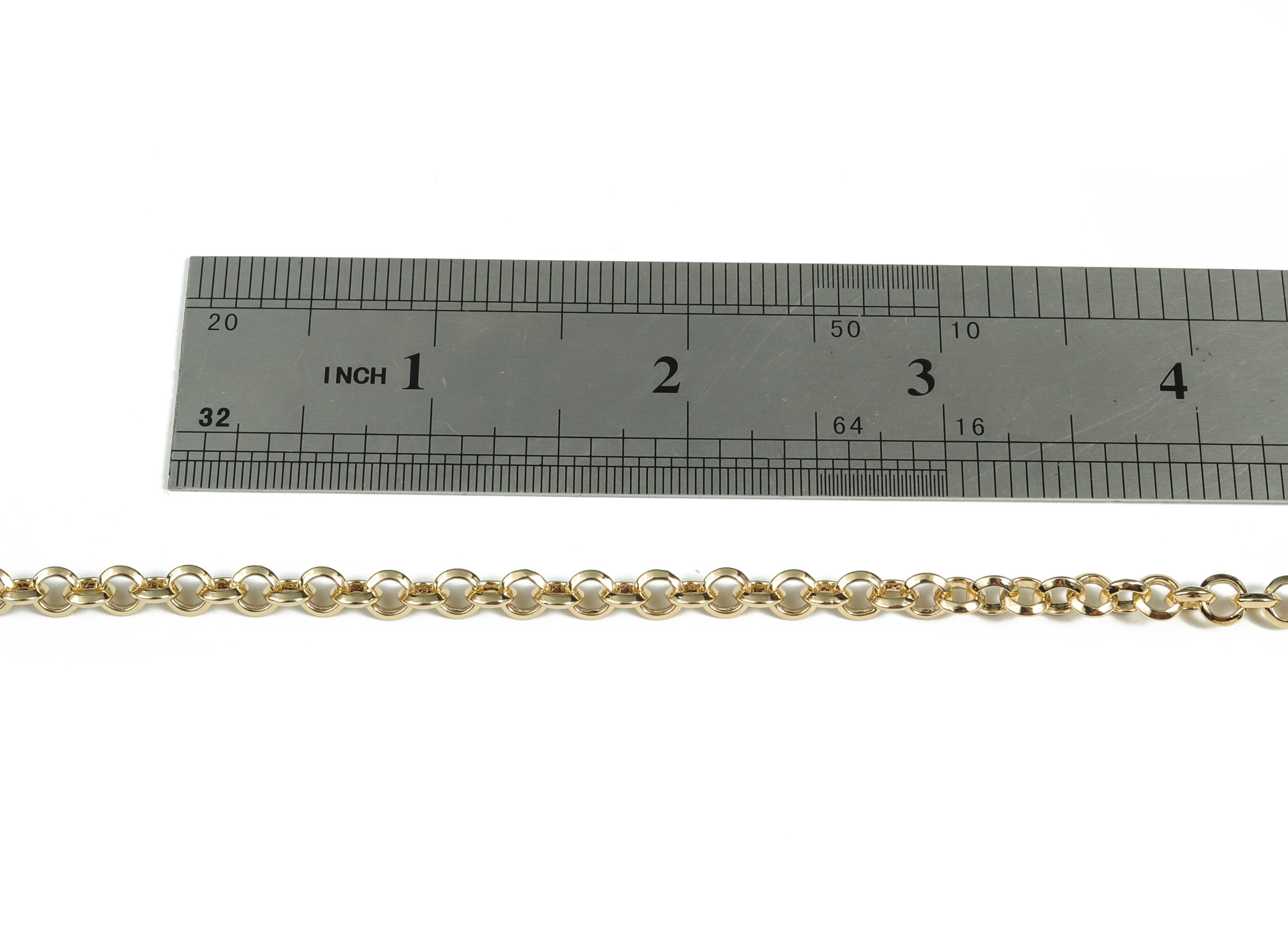 Gold Round Rolo Chain - 18K Real Gold Brass Soldered Rolo Chain - Round Cable Chain - For Necklace Jewellery Making 0.20"x0.20"RGP3077 - DOMEDBAZAAR