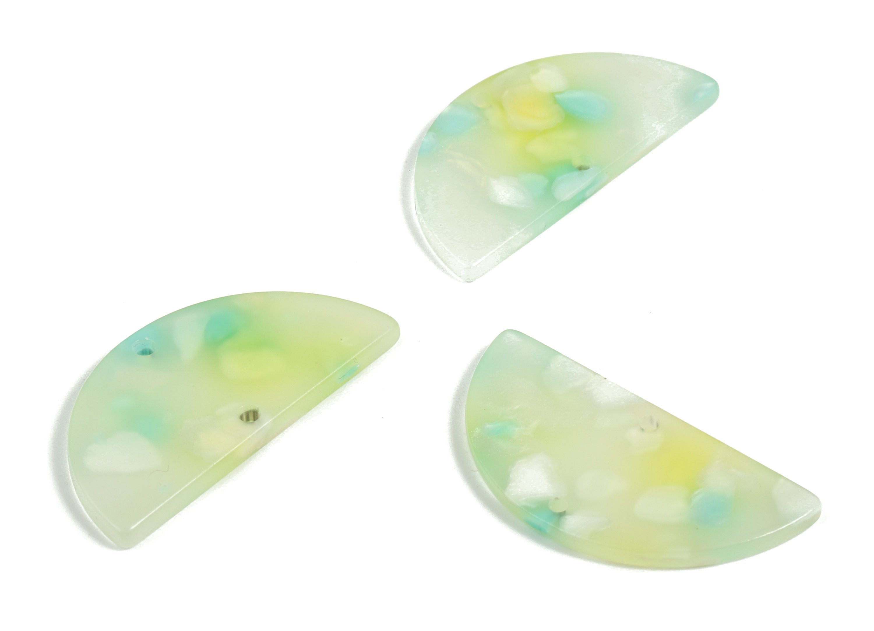 Acrylic Semicircle Earring Connectors - Acrylic Half Moon Charms - 2 Holes - Jewelry Supplies - Color Code:A597 - 34x17x2.5mm - AC1218-A597 - DOMEDBAZAAR