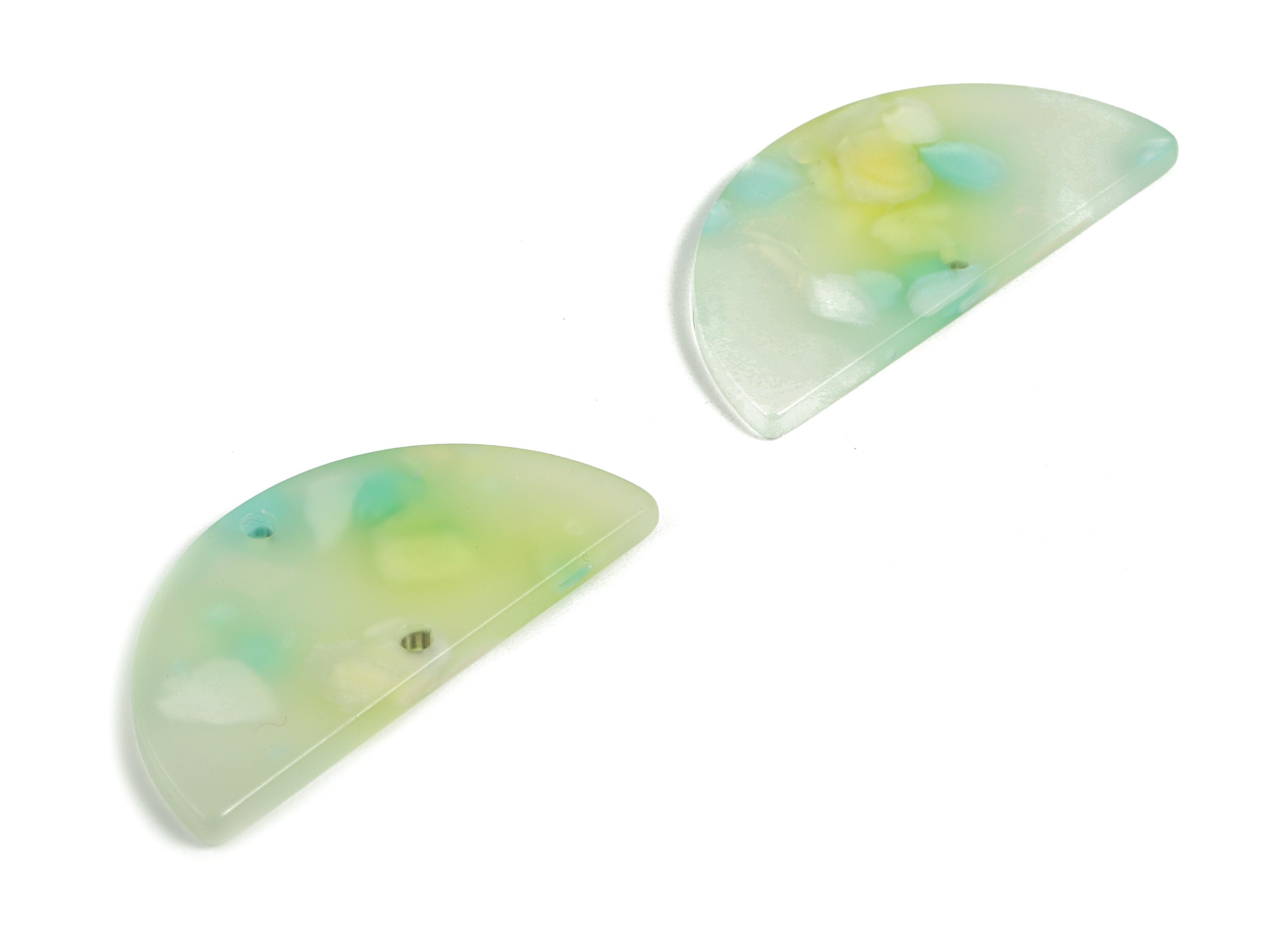 Acrylic Semicircle Earring Connectors - Acrylic Half Moon Charms - 2 Holes - Jewelry Supplies - Color Code:A597 - 34x17x2.5mm - AC1218-A597 - DOMEDBAZAAR