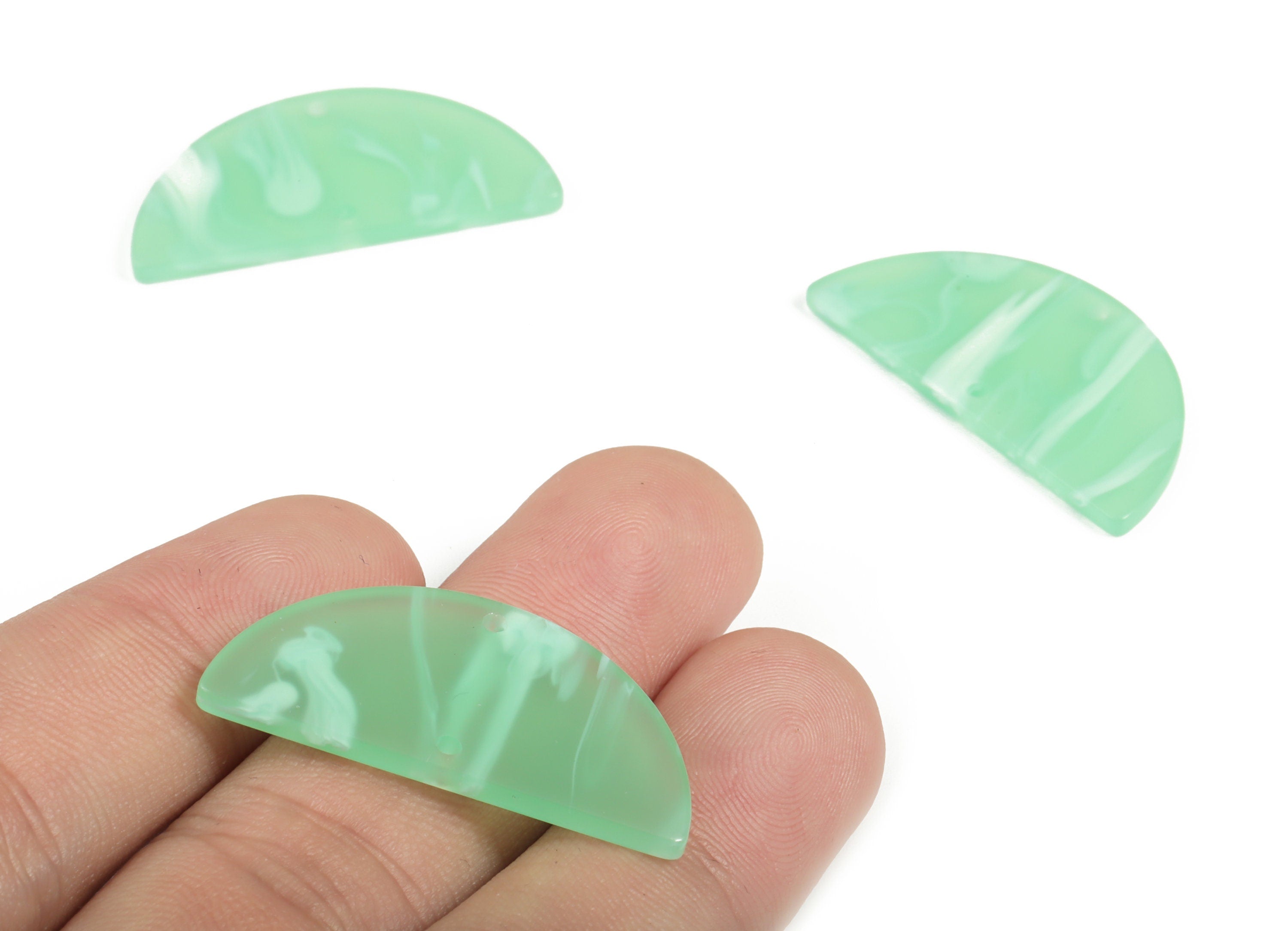 Acrylic Semicircle Earring Connectors - Acrylic Half Moon Charms - 2 Holes - Jewelry Supplies - Color Code:A610- 34x17x2.3mm - AC1218-A610 - DOMEDBAZAAR