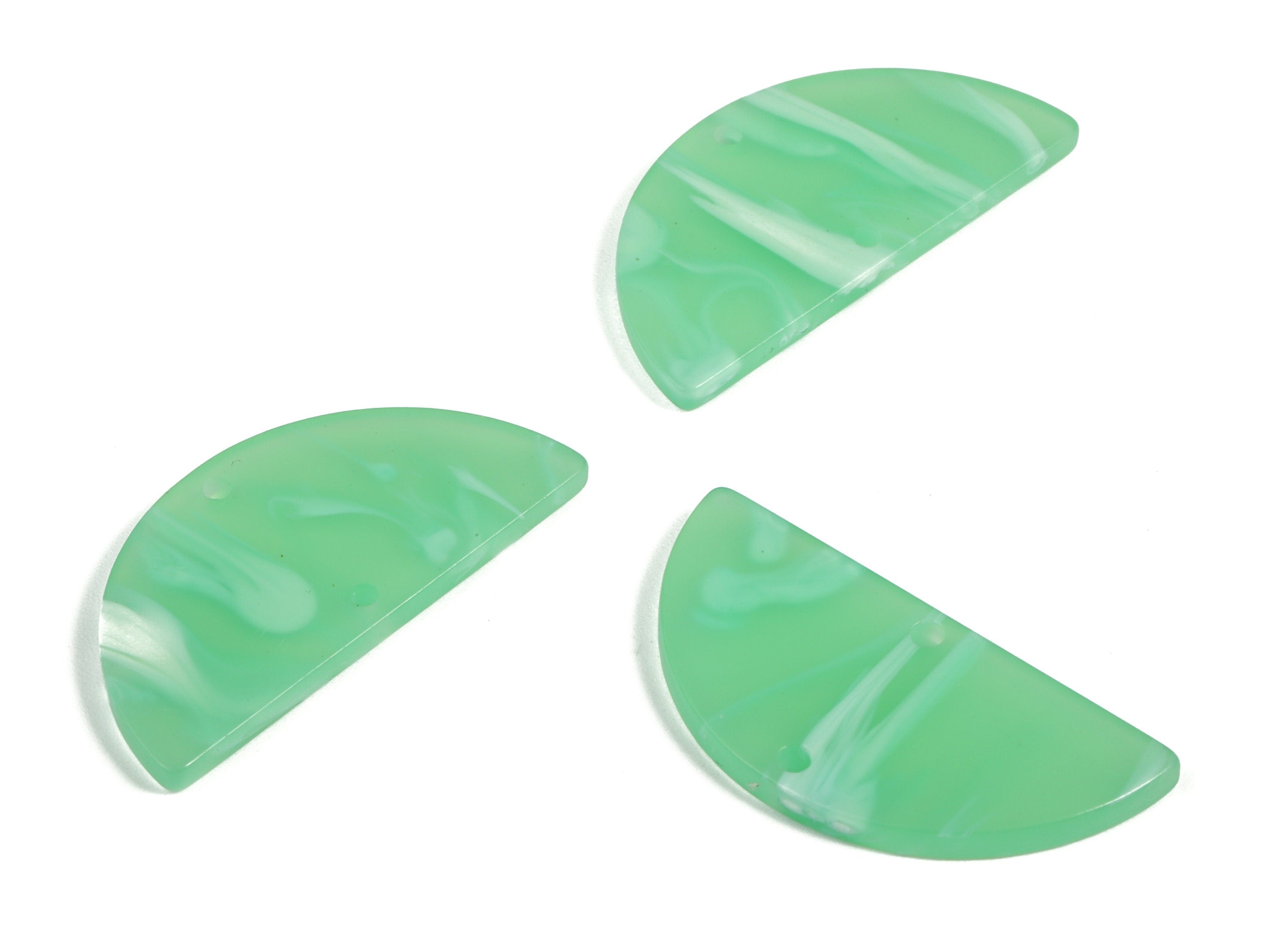 Acrylic Semicircle Earring Connectors - Acrylic Half Moon Charms - 2 Holes - Jewelry Supplies - Color Code:A610- 34x17x2.3mm - AC1218-A610 - DOMEDBAZAAR
