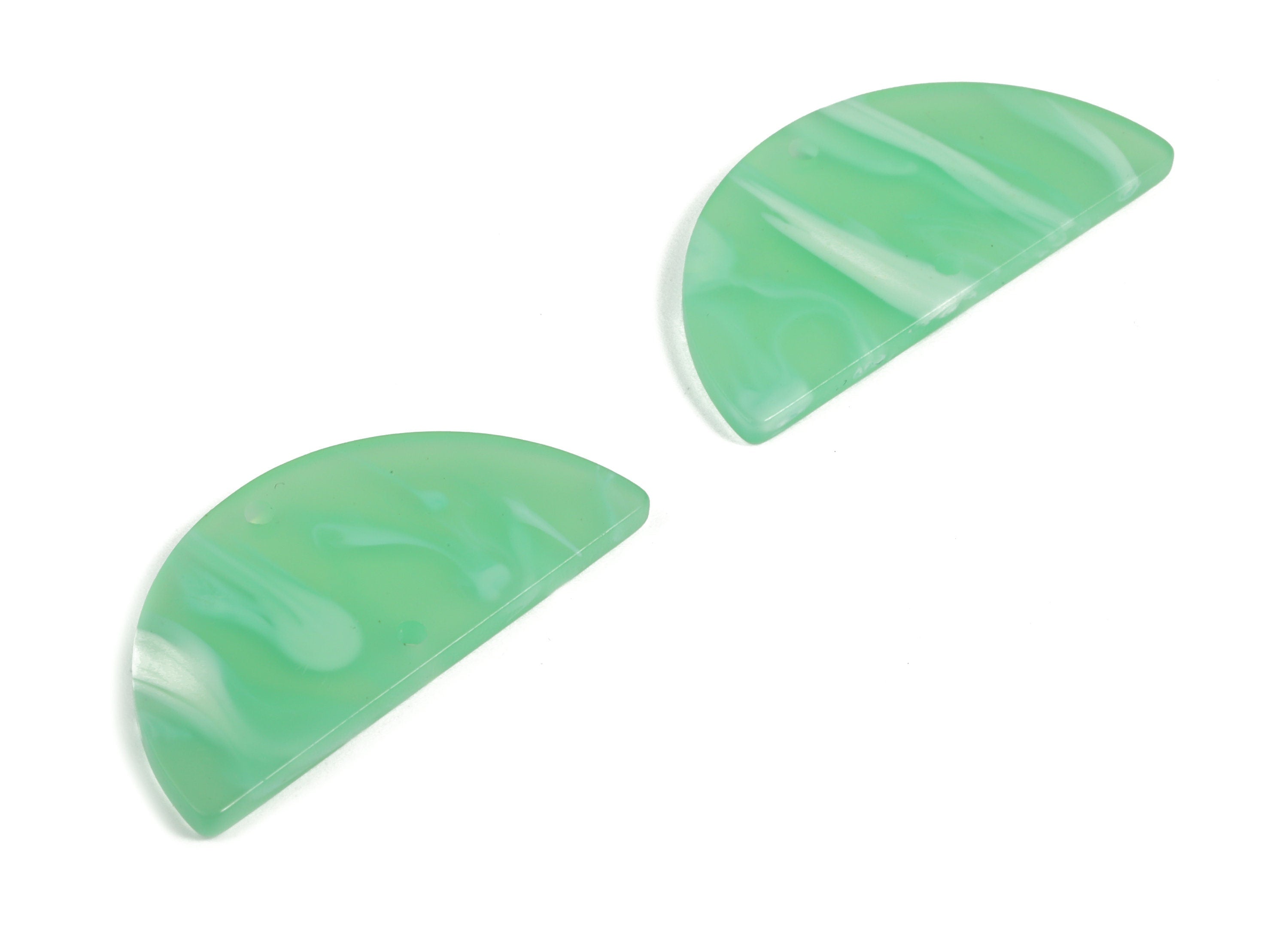Acrylic Semicircle Earring Connectors - Acrylic Half Moon Charms - 2 Holes - Jewelry Supplies - Color Code:A610- 34x17x2.3mm - AC1218-A610 - DOMEDBAZAAR
