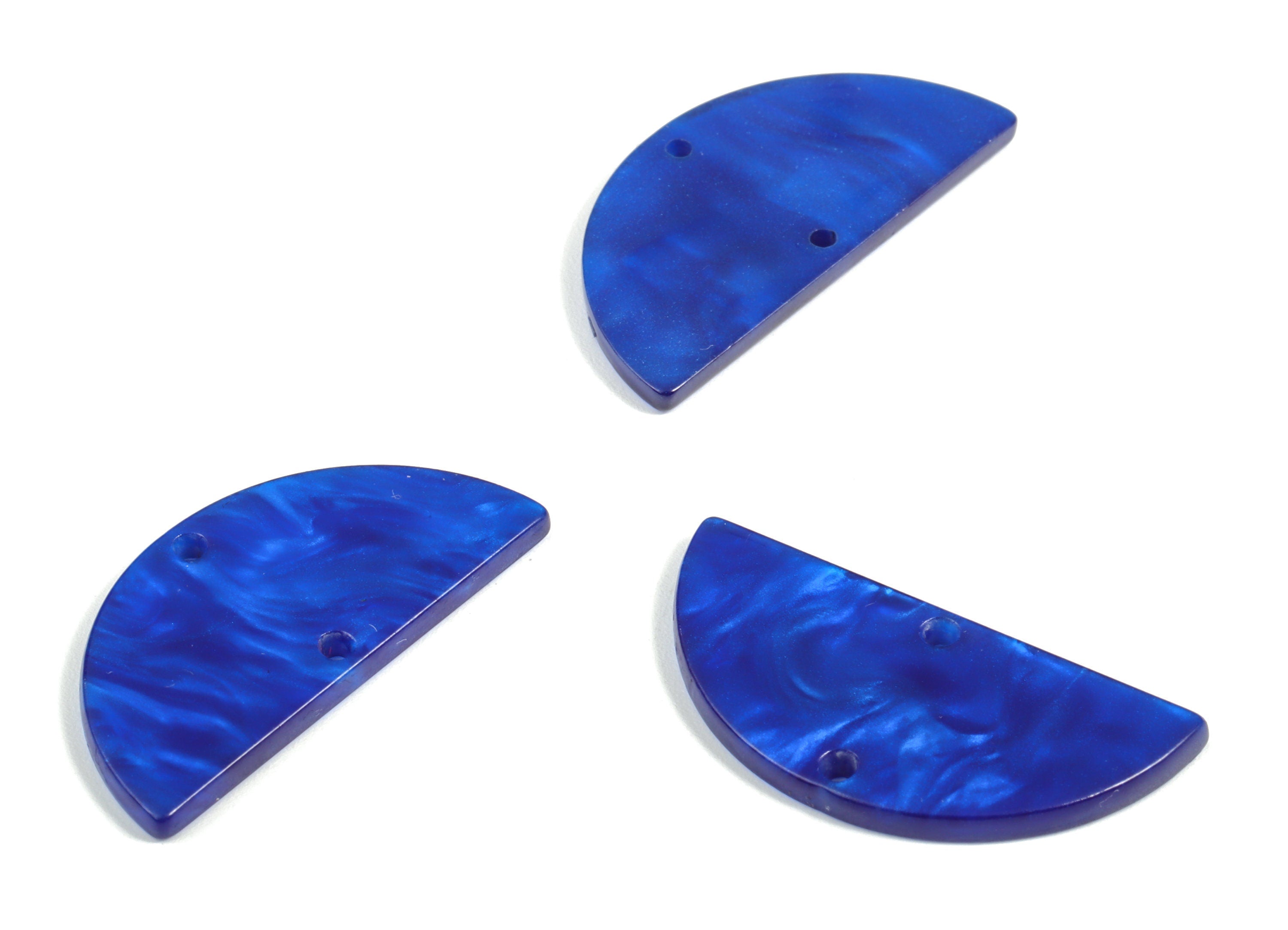 Acrylic Semicircle Earring Connectors - Acrylic Half Moon Charms - 2 Holes - Jewelry Supplies - Color Code:A602- 34x17x2.3mm - AC1218-A602 - DOMEDBAZAAR