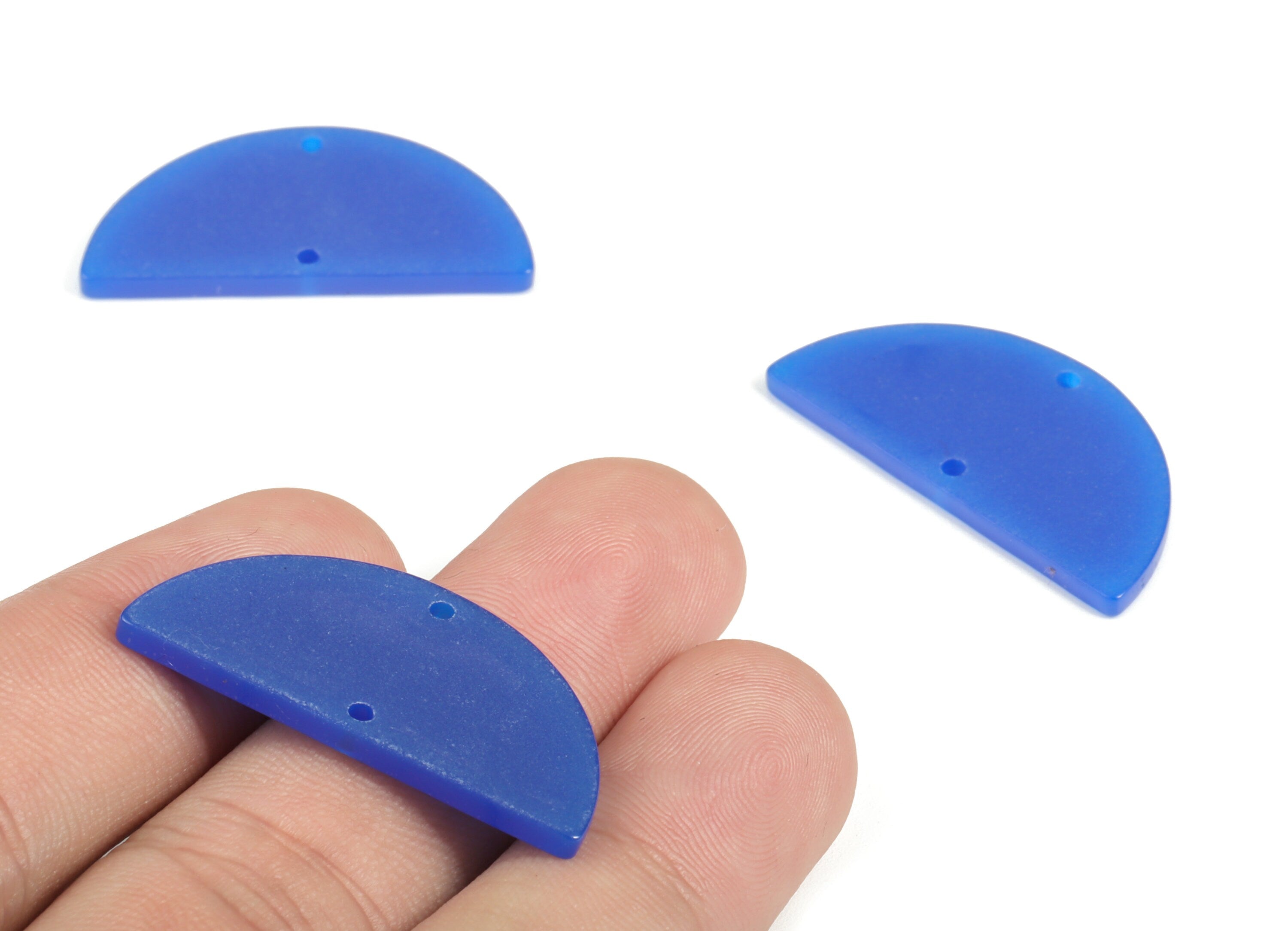 Acrylic Semicircle Earring Connectors - Acrylic Half Moon Charms - 2 Holes - Jewelry Supplies - Color Code:A618 - 34x17x2.3mm - AC1218-A618 - DOMEDBAZAAR