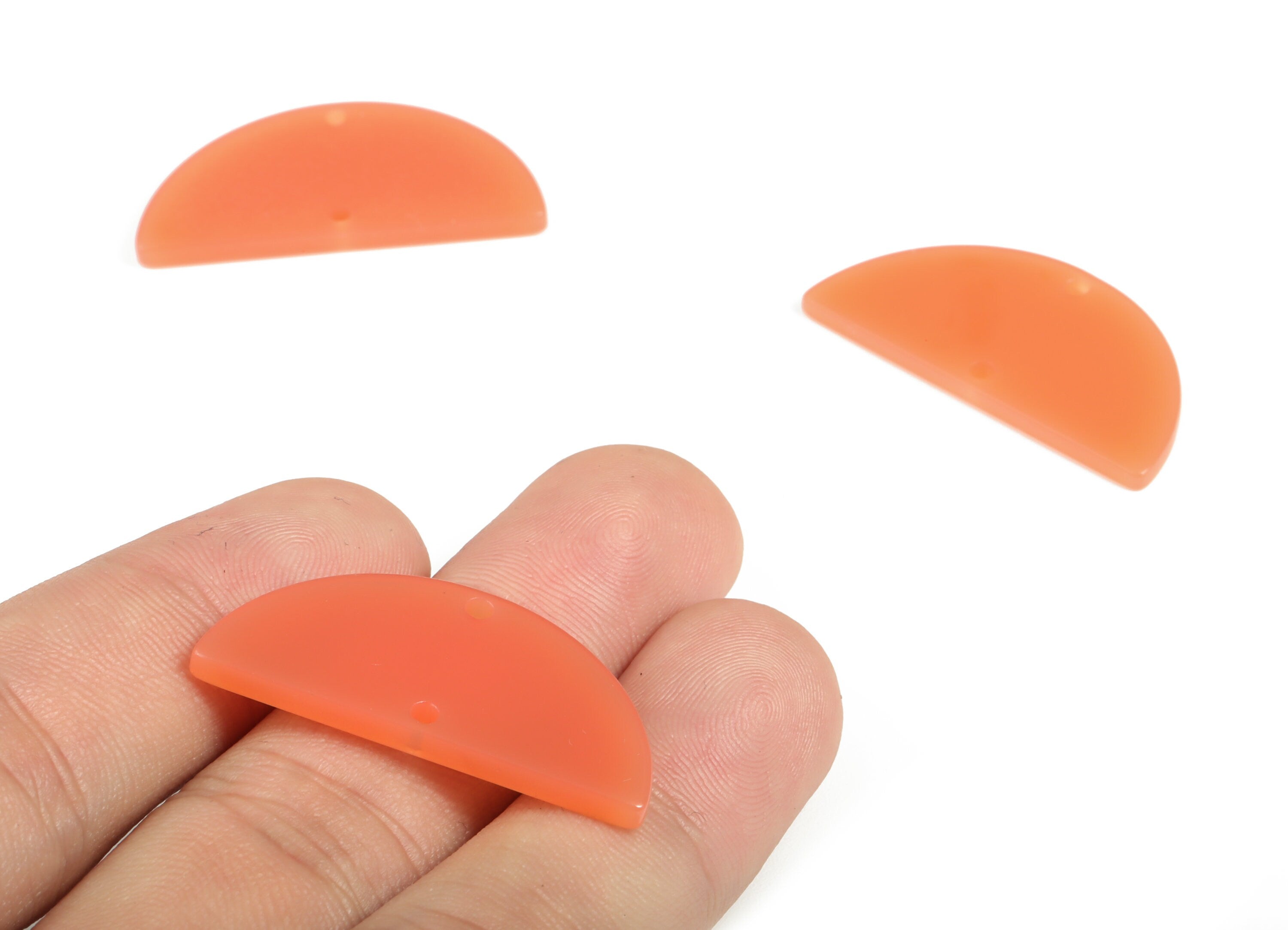 Acrylic Semicircle Earring Connectors - Acrylic Half Moon Charms - 2 Holes - Jewelry Supplies - Color Code:A614 - 34x17x2.2mm - AC1218-A614 - DOMEDBAZAAR