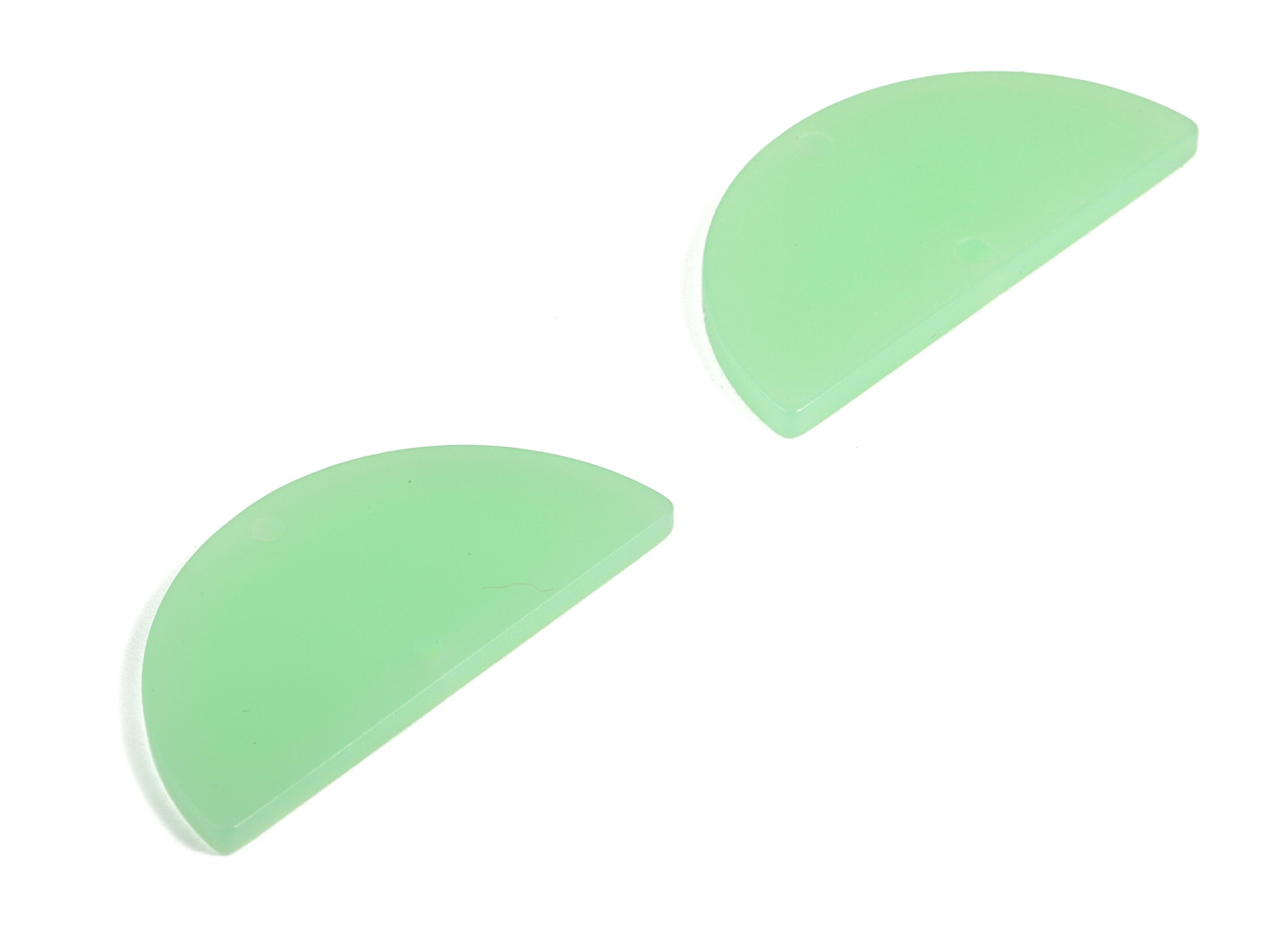 Luminous Acrylic Semicircle Earring Connectors - Acrylic Half Moon Charms - 2 Holes - Color Code:A611 - 34x17x2.2mm - AC1218-A611 - DOMEDBAZAAR