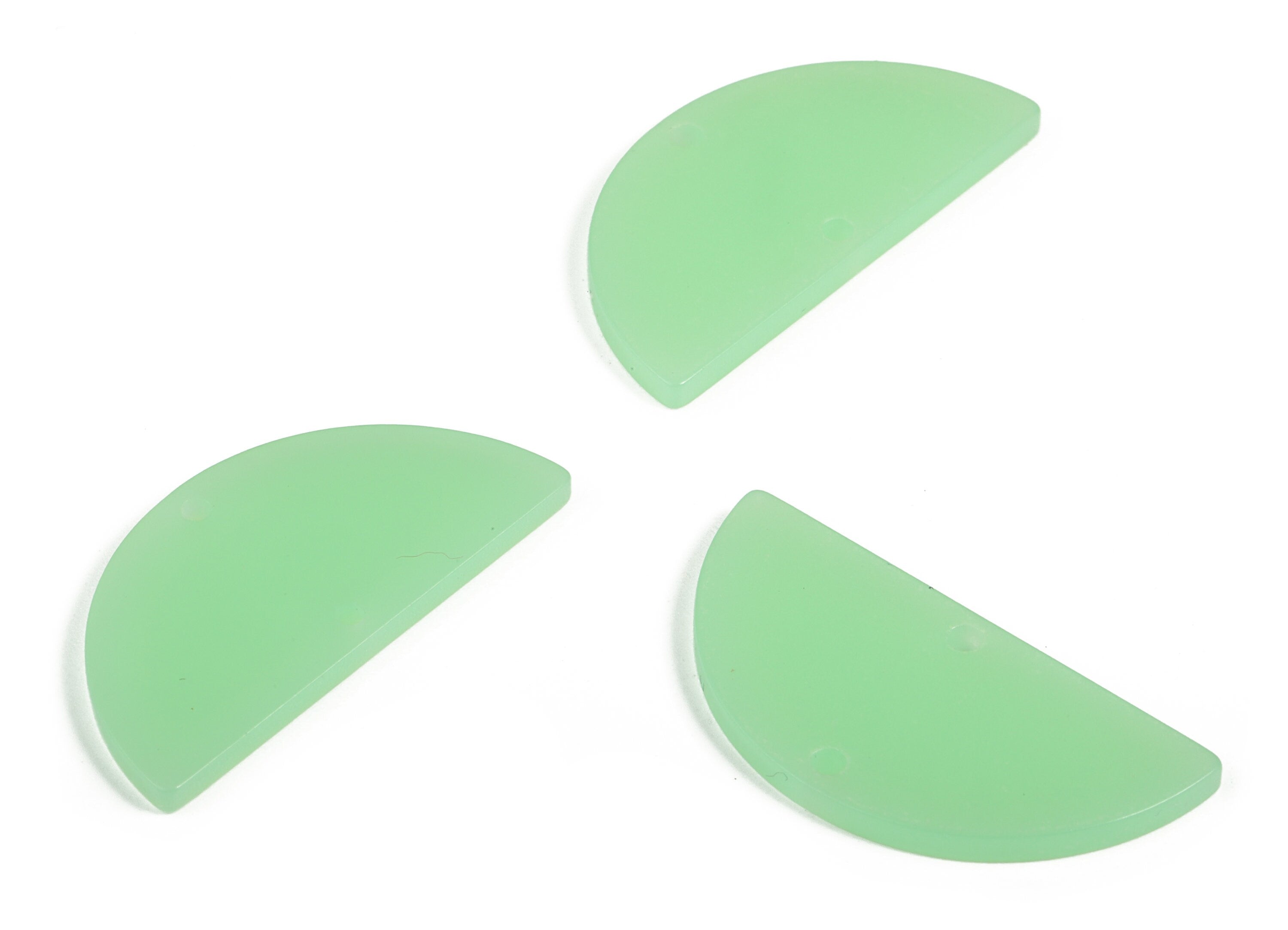 Luminous Acrylic Semicircle Earring Connectors - Acrylic Half Moon Charms - 2 Holes - Color Code:A611 - 34x17x2.2mm - AC1218-A611 - DOMEDBAZAAR