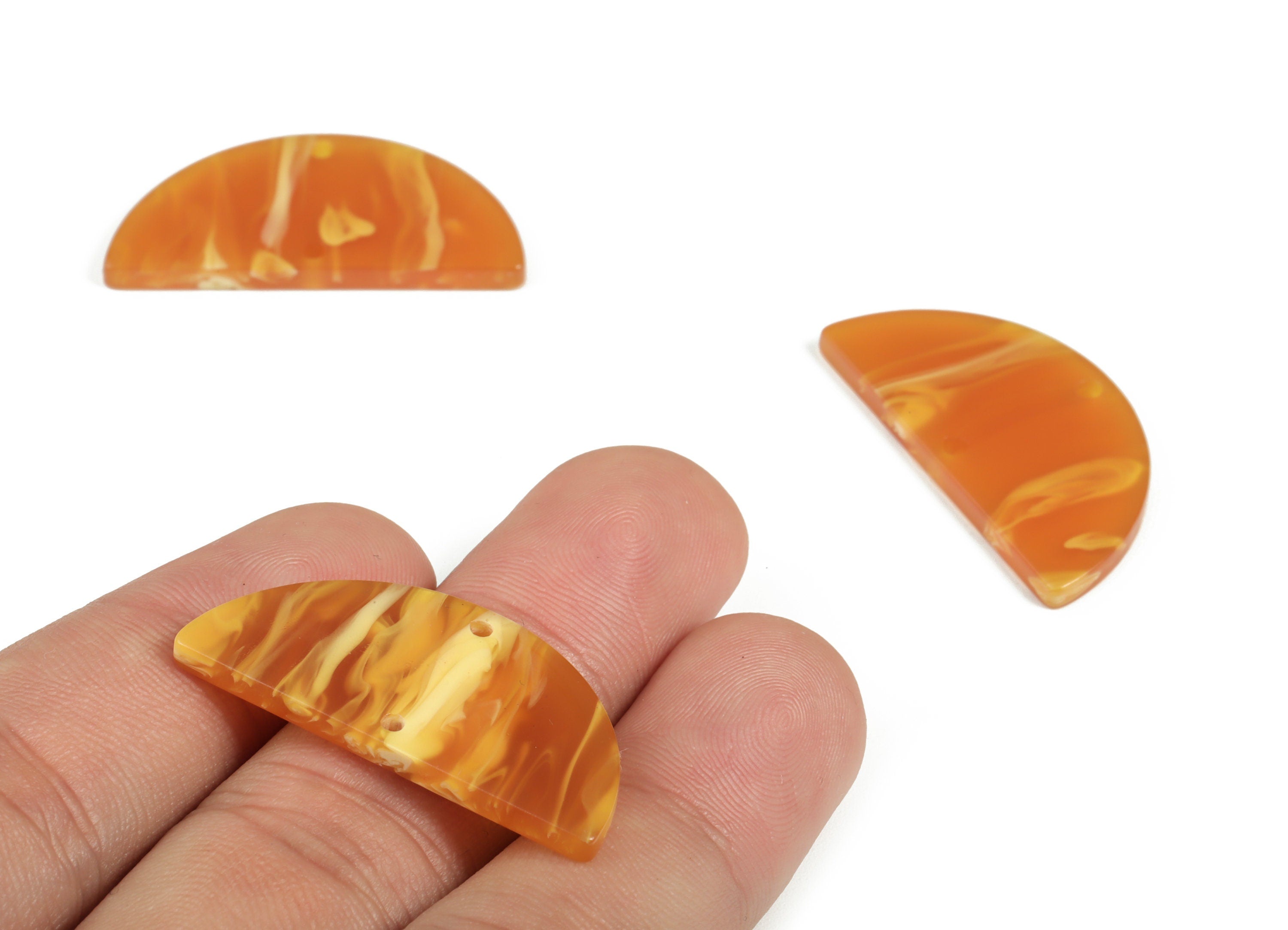 Acrylic Semicircle Earring Connectors - Acrylic Half Moon Charms - 2 Holes - Jewelry Supplies - Color Code:A563 - 34x17x2.6mm - AC1218-A563 - DOMEDBAZAAR