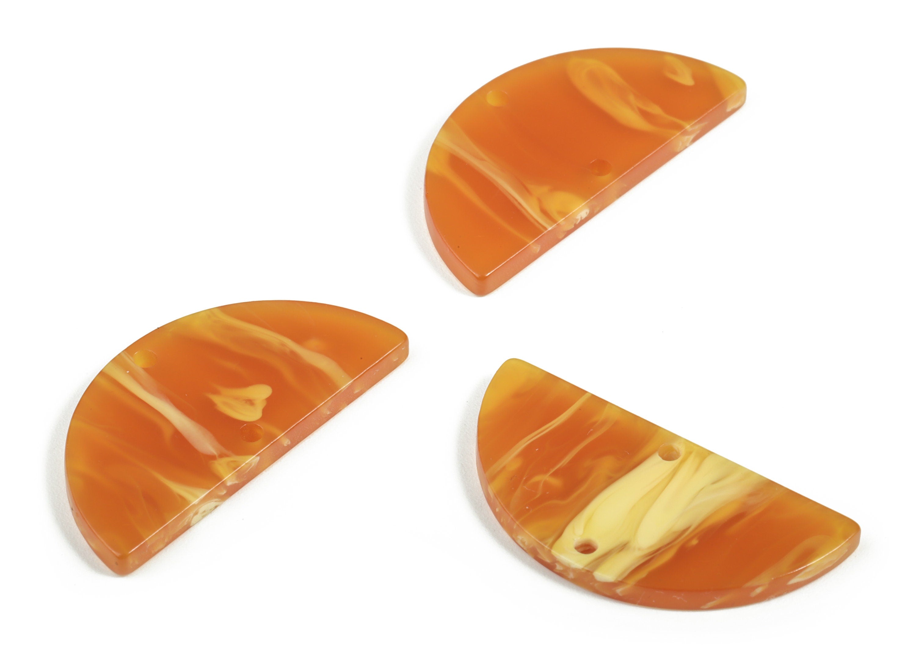 Acrylic Semicircle Earring Connectors - Acrylic Half Moon Charms - 2 Holes - Jewelry Supplies - Color Code:A563 - 34x17x2.6mm - AC1218-A563 - DOMEDBAZAAR