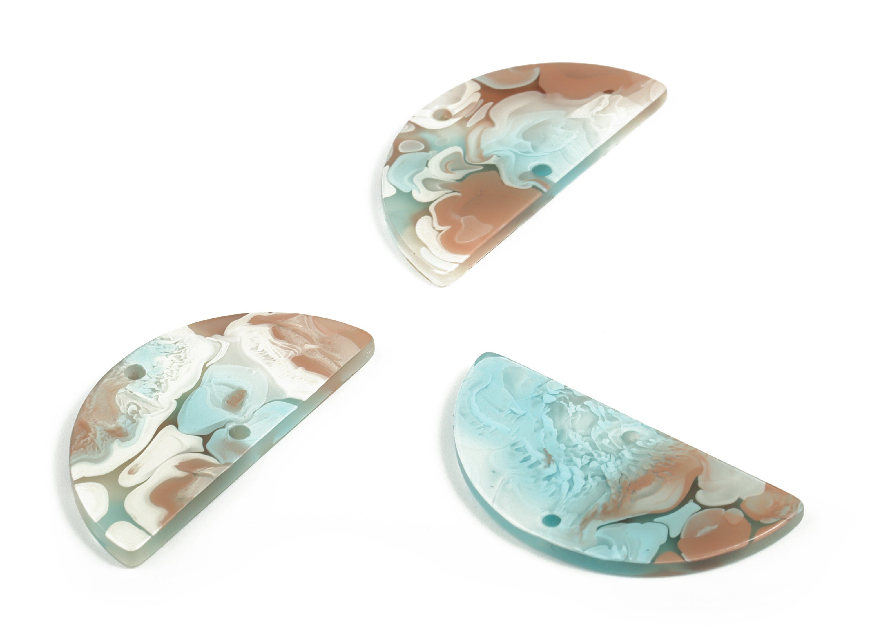 Acrylic Semicircle Earring Connectors - Acrylic Half Moon Charms - 2 Holes - Jewelry Supplies - Color Code:A585 - 34x17x2.1mm - AC1218-A585 - DOMEDBAZAAR