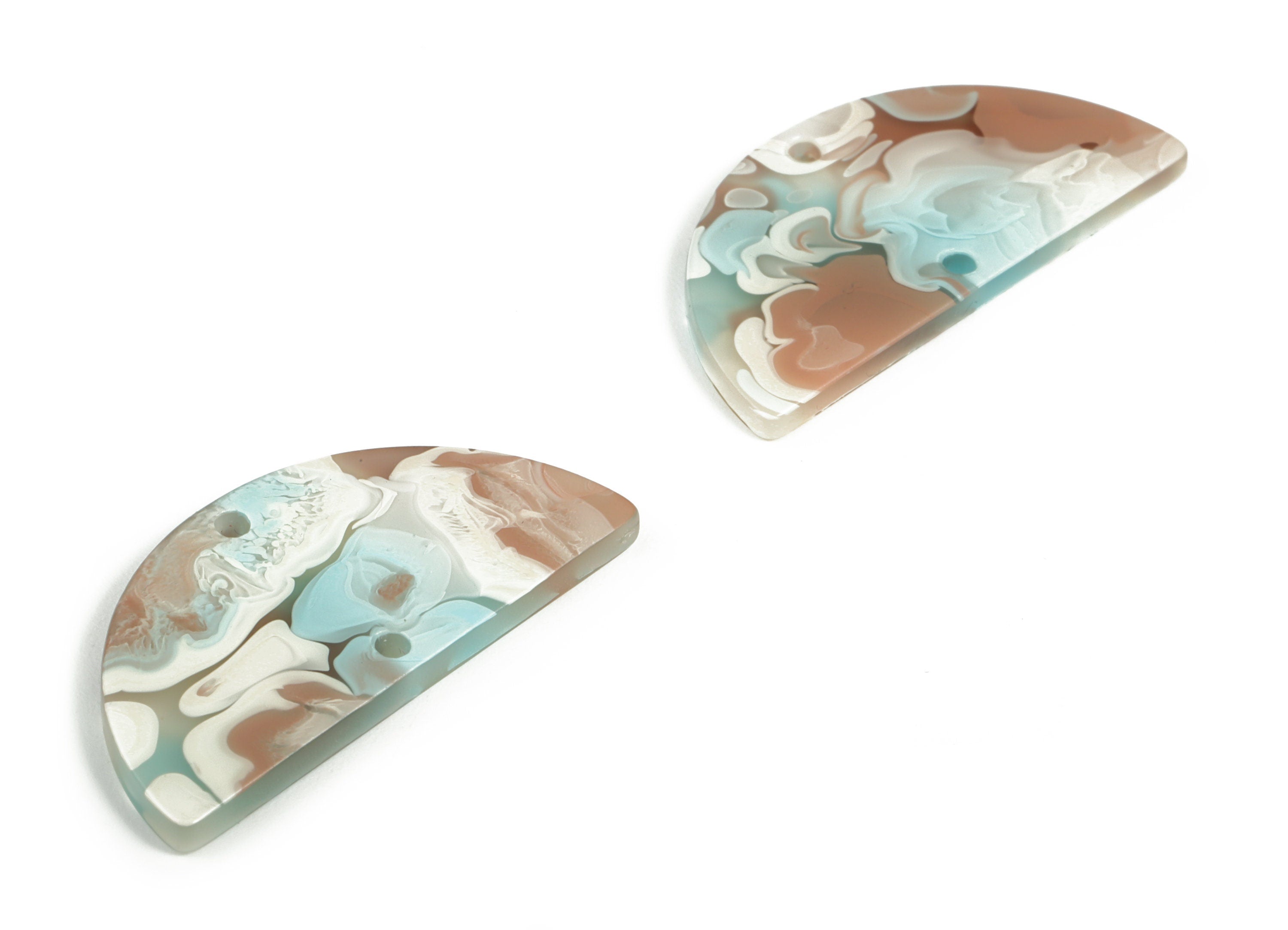 Acrylic Semicircle Earring Connectors - Acrylic Half Moon Charms - 2 Holes - Jewelry Supplies - Color Code:A585 - 34x17x2.1mm - AC1218-A585 - DOMEDBAZAAR