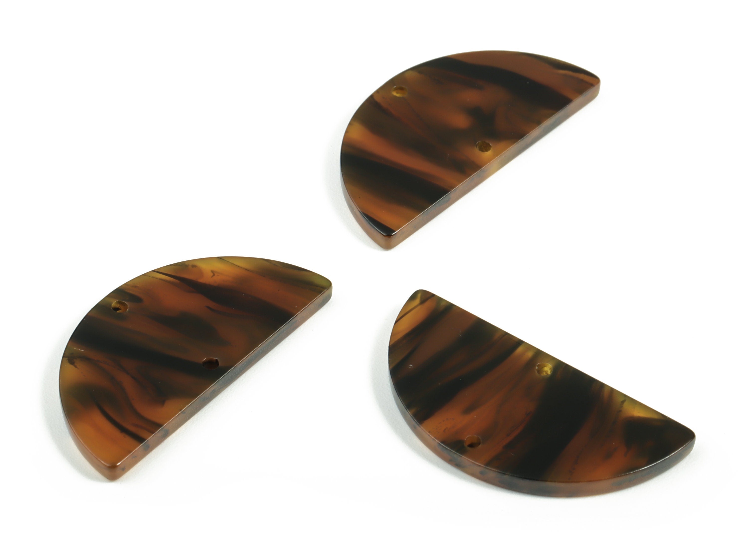 Acrylic Semicircle Earring Connectors - Acrylic Half Moon Charms - 2 Holes - Jewelry Supplies - Color Code:A625 - 34x17x2.6mm - AC1218-A625 - DOMEDBAZAAR