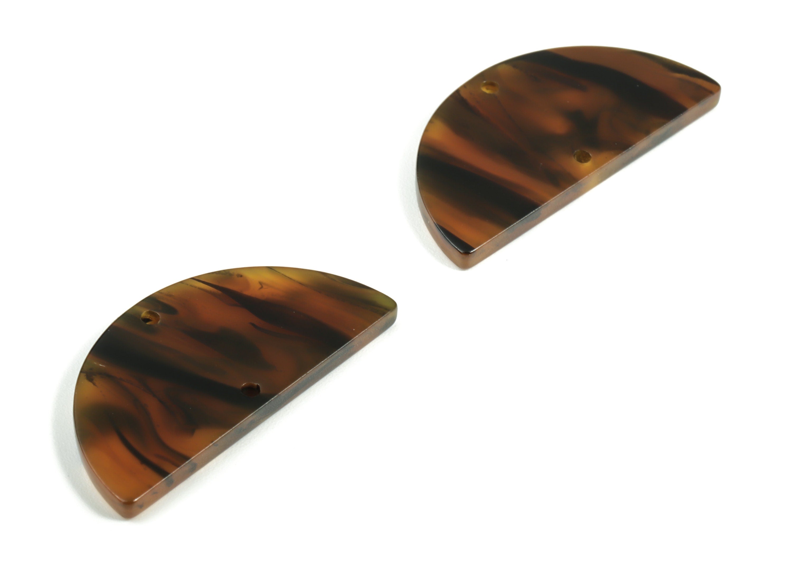 Acrylic Semicircle Earring Connectors - Acrylic Half Moon Charms - 2 Holes - Jewelry Supplies - Color Code:A625 - 34x17x2.6mm - AC1218-A625 - DOMEDBAZAAR