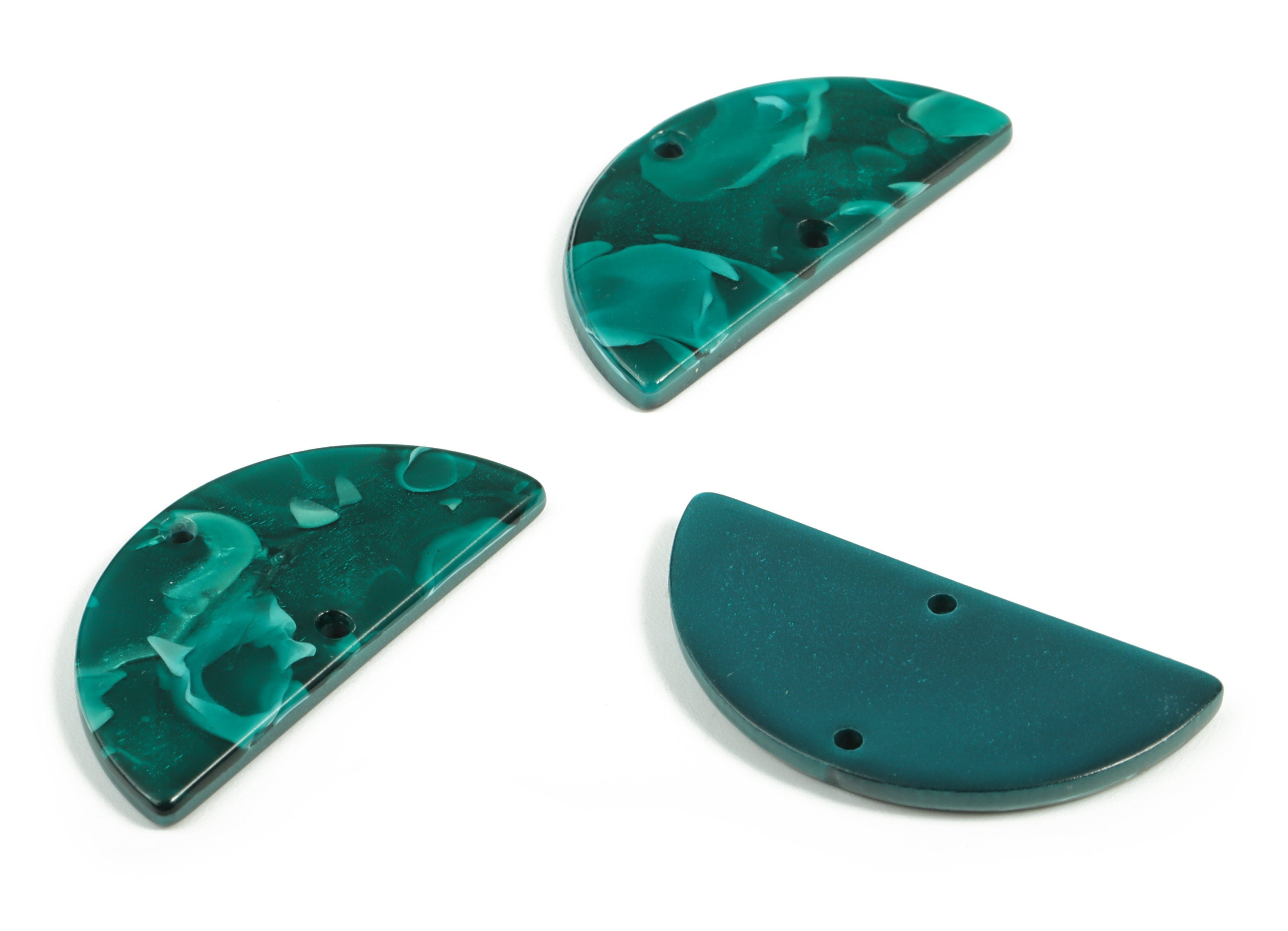 Acrylic Semicircle Earring Connectors - Acrylic Half Moon Charms - 2 Holes - Jewelry Supplies - Color Code:A624 - 34x17x2.6mm - AC1218-A624 - DOMEDBAZAAR