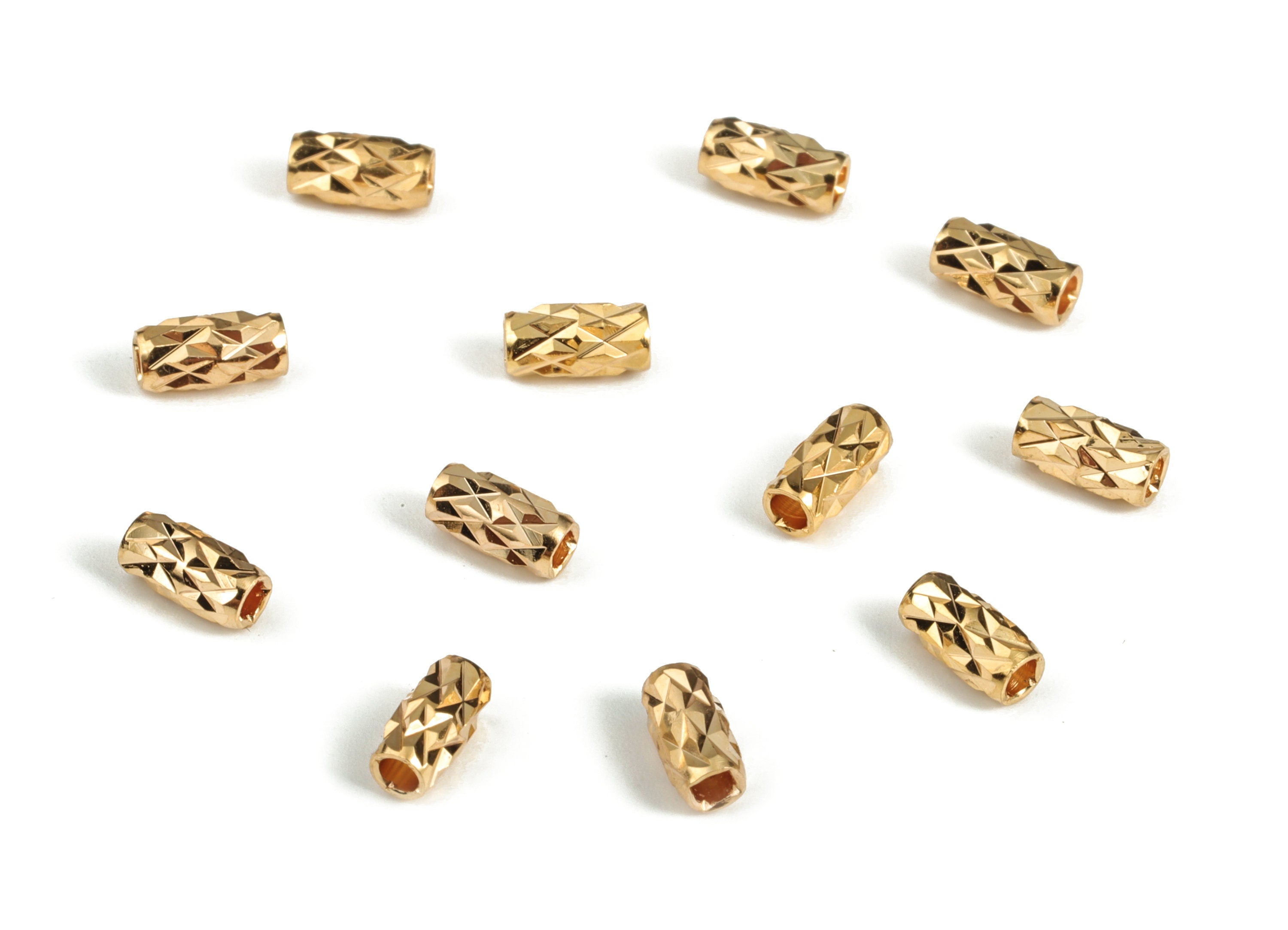 Gold Spacer Beads - Brass Tube Barrel Beads - Faceted Barrel Beads - 18K Real Gold Plated Brass – Jewelry Supplies - 5.78x2.96mm - RGP3136 - DOMEDBAZAAR