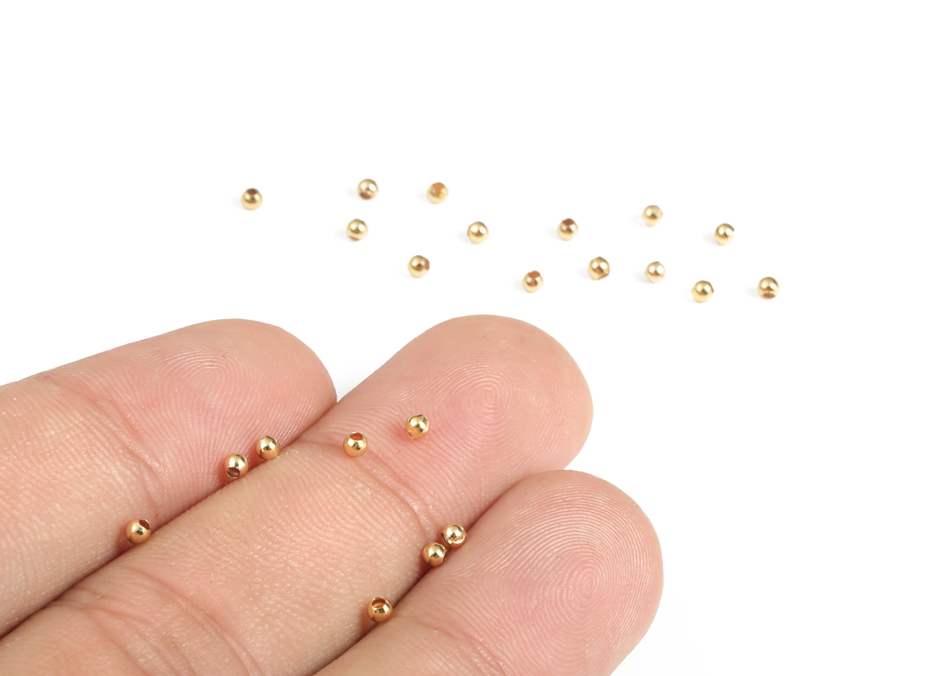 Brass Spacer Ball Beads - Gold Round Spacer Ball Beads - 18K Real Gold Plated Brass - Jewelry Making Supplies - 2x1.72mm - RGP3073 - DOMEDBAZAAR