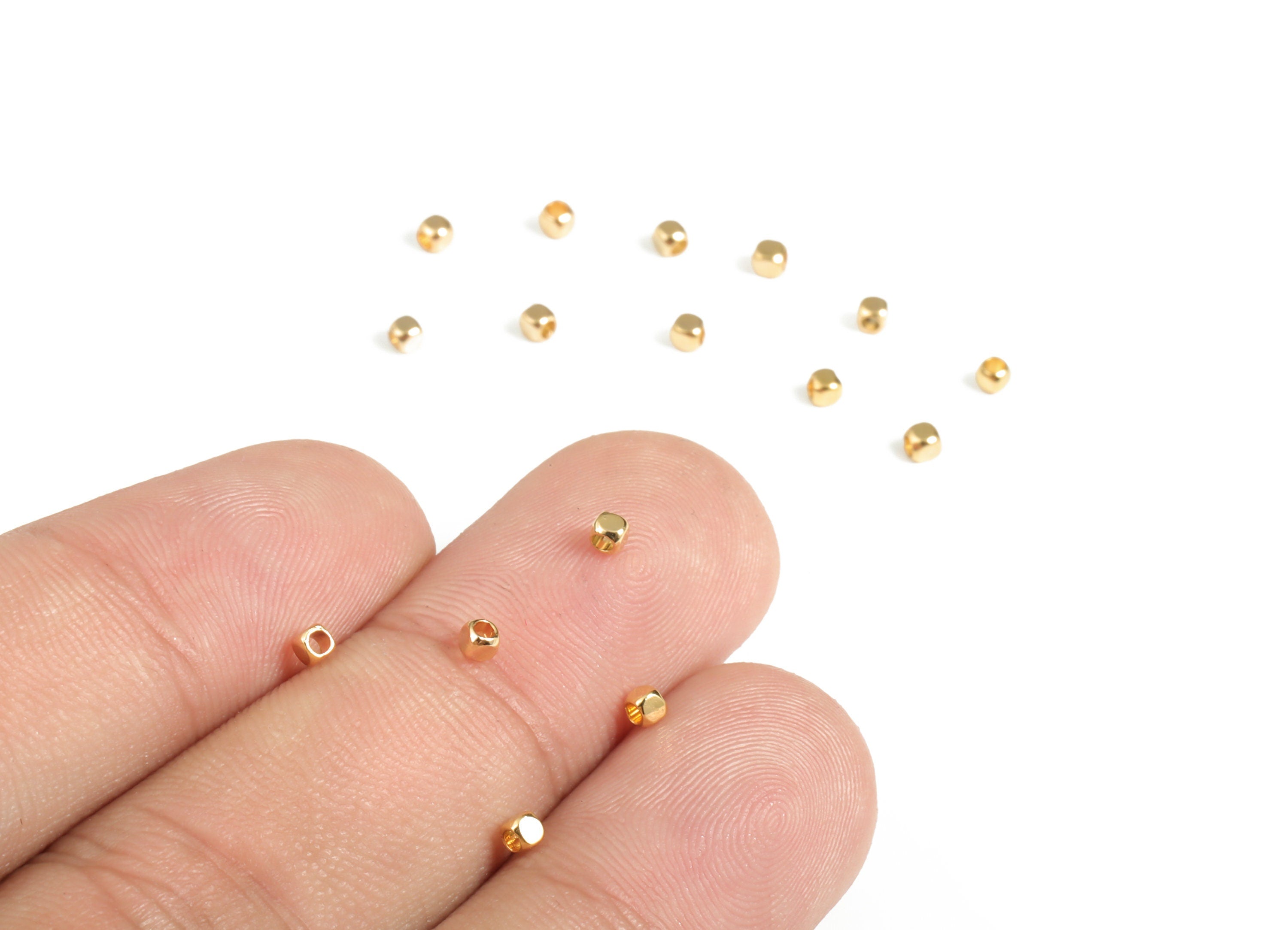 Brass Cube Spacer Beads - Gold Dice Shape Spacer Beads - 18K Real Gold Plated Brass – DIY Jewelry Making Supplies - 1.99x1.98mm - RGP3074 - DOMEDBAZAAR