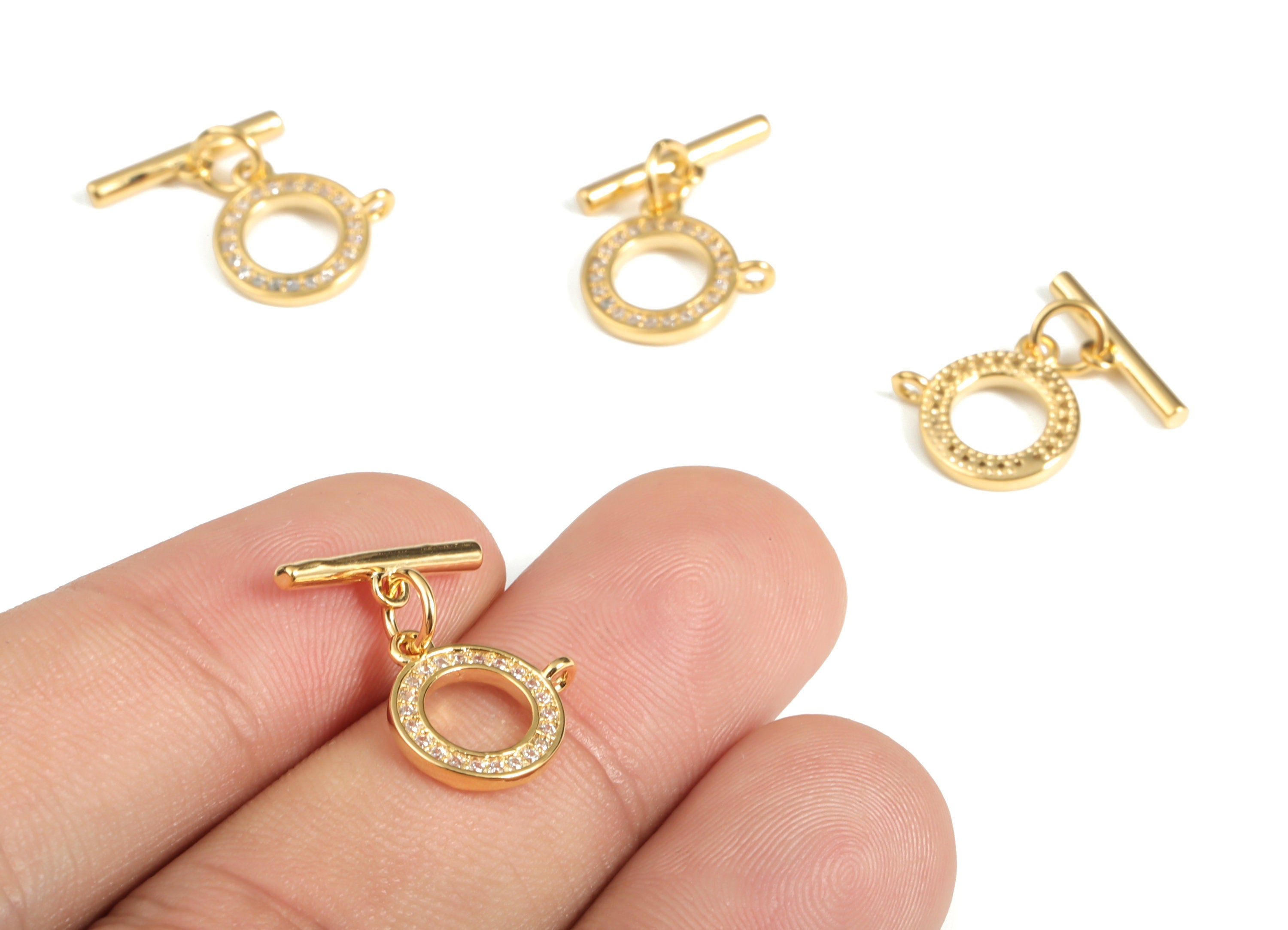 Brass Toggle Clasp - Brass Plated Toggle Clasp Set – 18K Real Gold Plated Brass – Jewelry Making Supplies - 17.37× 14.05×1.49mm - RGP3054 - DOMEDBAZAAR