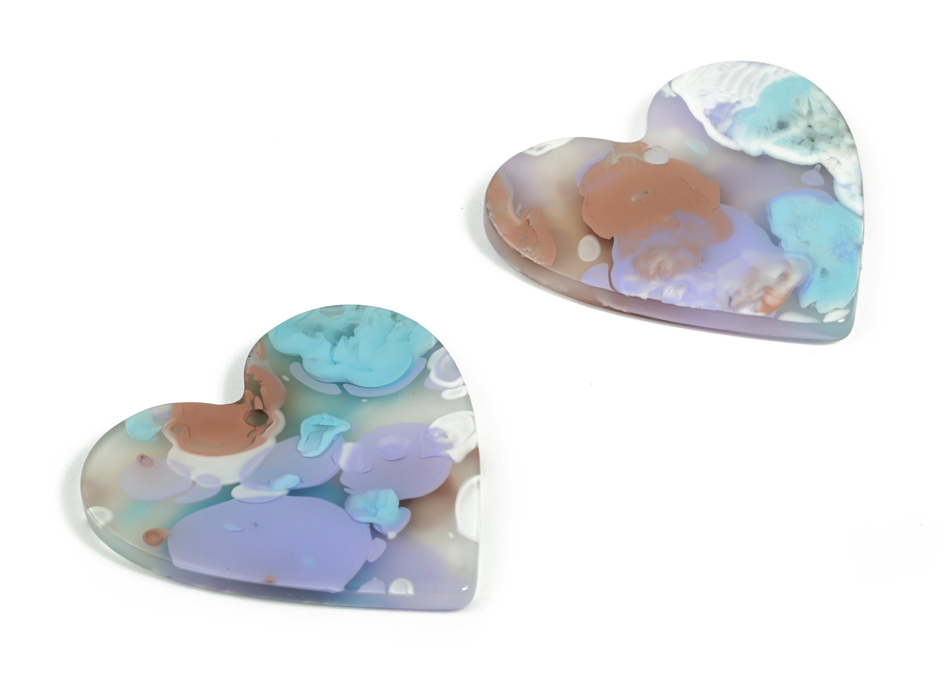 Acrylic Heart Earring Charms - Heart Pendant - Earring Findings - Jewelry Supplies - Color Code: A584 - 31.73x31.09x2.51mm - AC1431-A584 - DOMEDBAZAAR