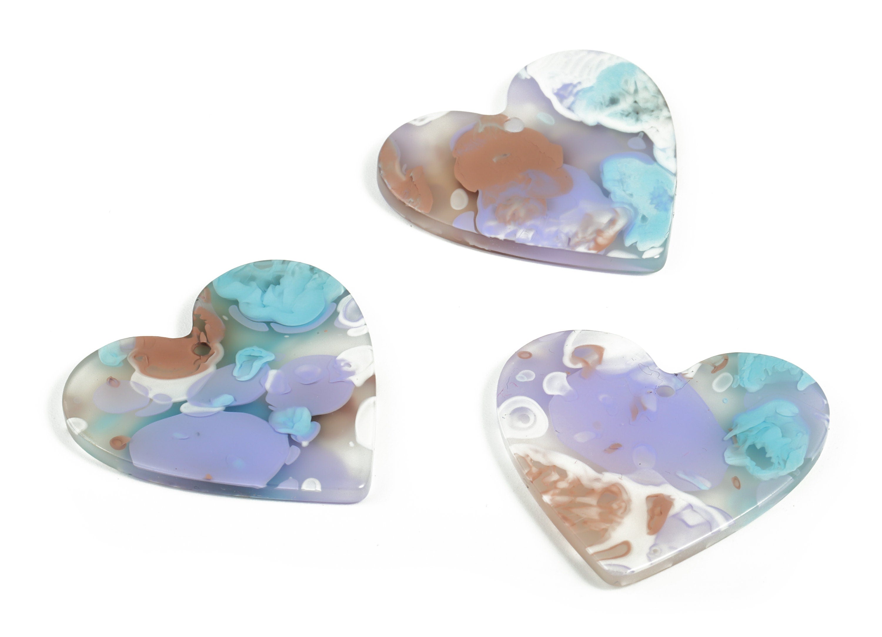 Acrylic Heart Earring Charms - Heart Pendant - Earring Findings - Jewelry Supplies - Color Code: A584 - 31.73x31.09x2.51mm - AC1431-A584 - DOMEDBAZAAR