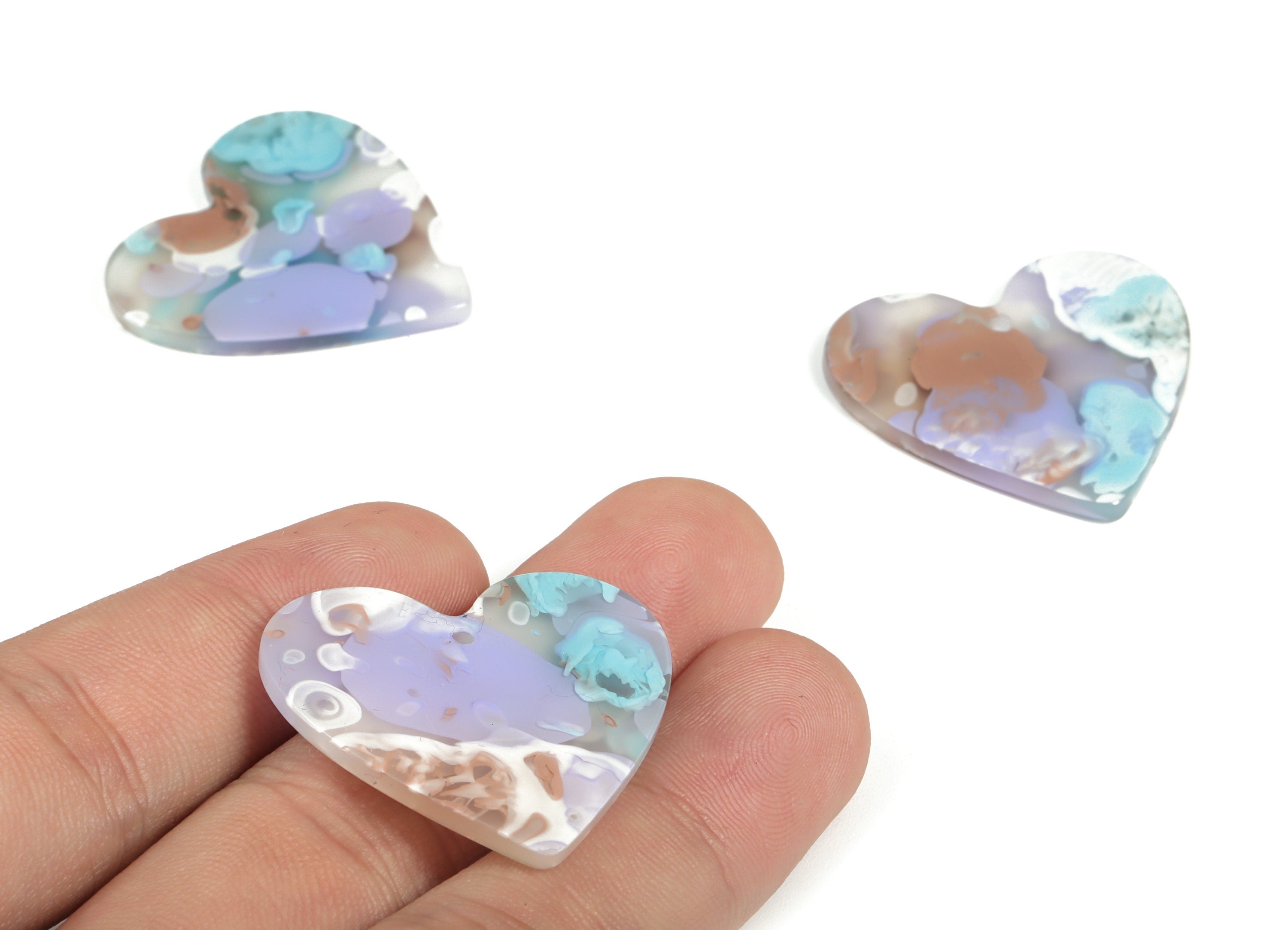 Acrylic Heart Earring Charms - Heart Pendant - Earring Findings - Jewelry Supplies - Color Code: A584 - 31.73x31.09x2.51mm - AC1431-A584 - DOMEDBAZAAR