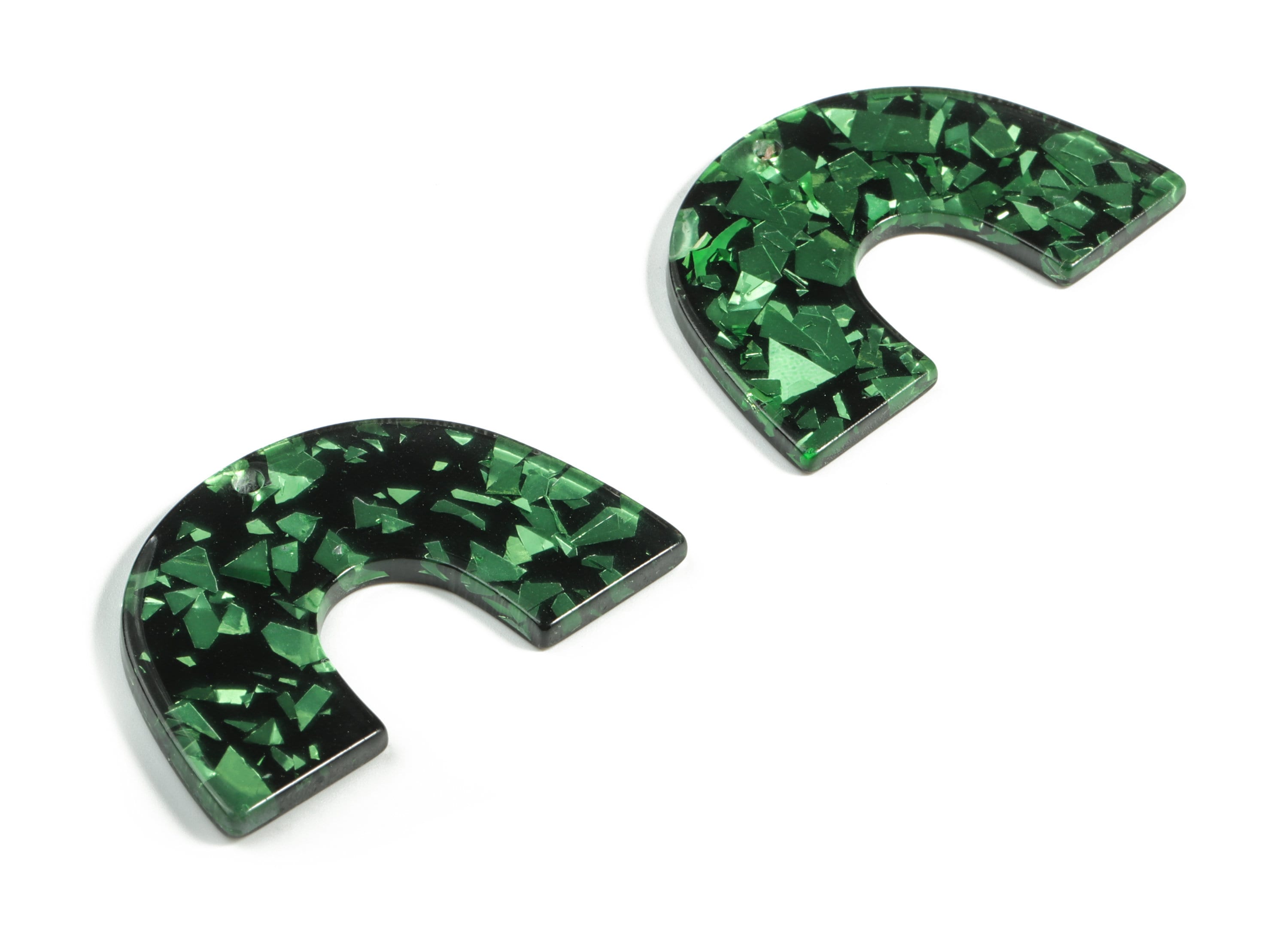 Acrylic Semicircle Earring Charms –Green Acrylic U Pendant - Jewelry Supplies - Color Code:A635 – 40.08x25.6x2.50mm - AC2018-A635 - DOMEDBAZAAR