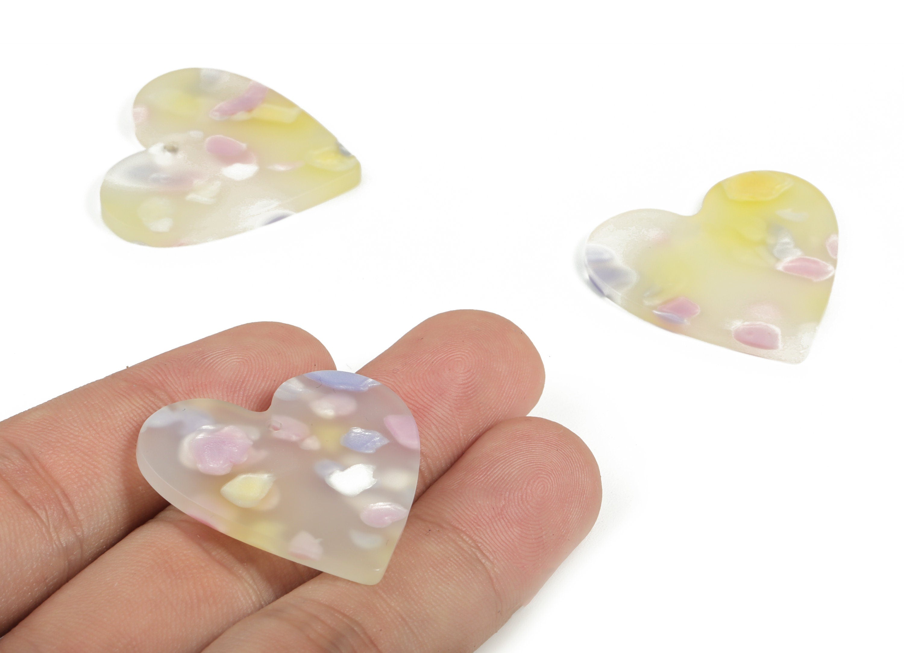 Acrylic Heart Earring Charms - Heart Pendant - Earring Findings - Jewelry Supplies - Color Code: A596 - 31.75x31.29x2.96mm - AC1431-A596 - DOMEDBAZAAR