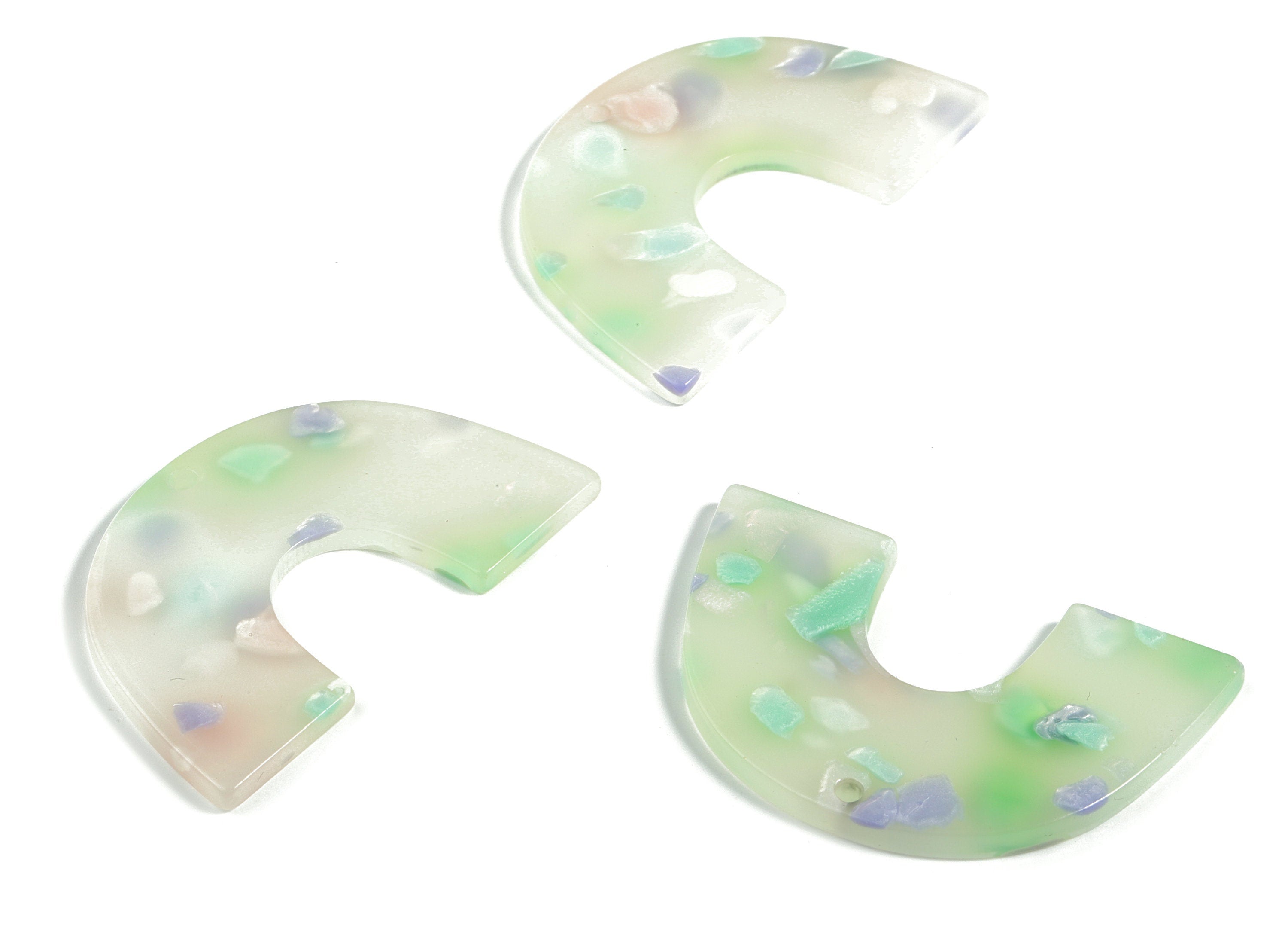 Acrylic Semicircle Earring Charm- Acrylic U Pendant - Earring Finding - Jewelry Supply - Color Code: A597 - 40.29x25.62x2.64mm - AC2018-A597 - DOMEDBAZAAR