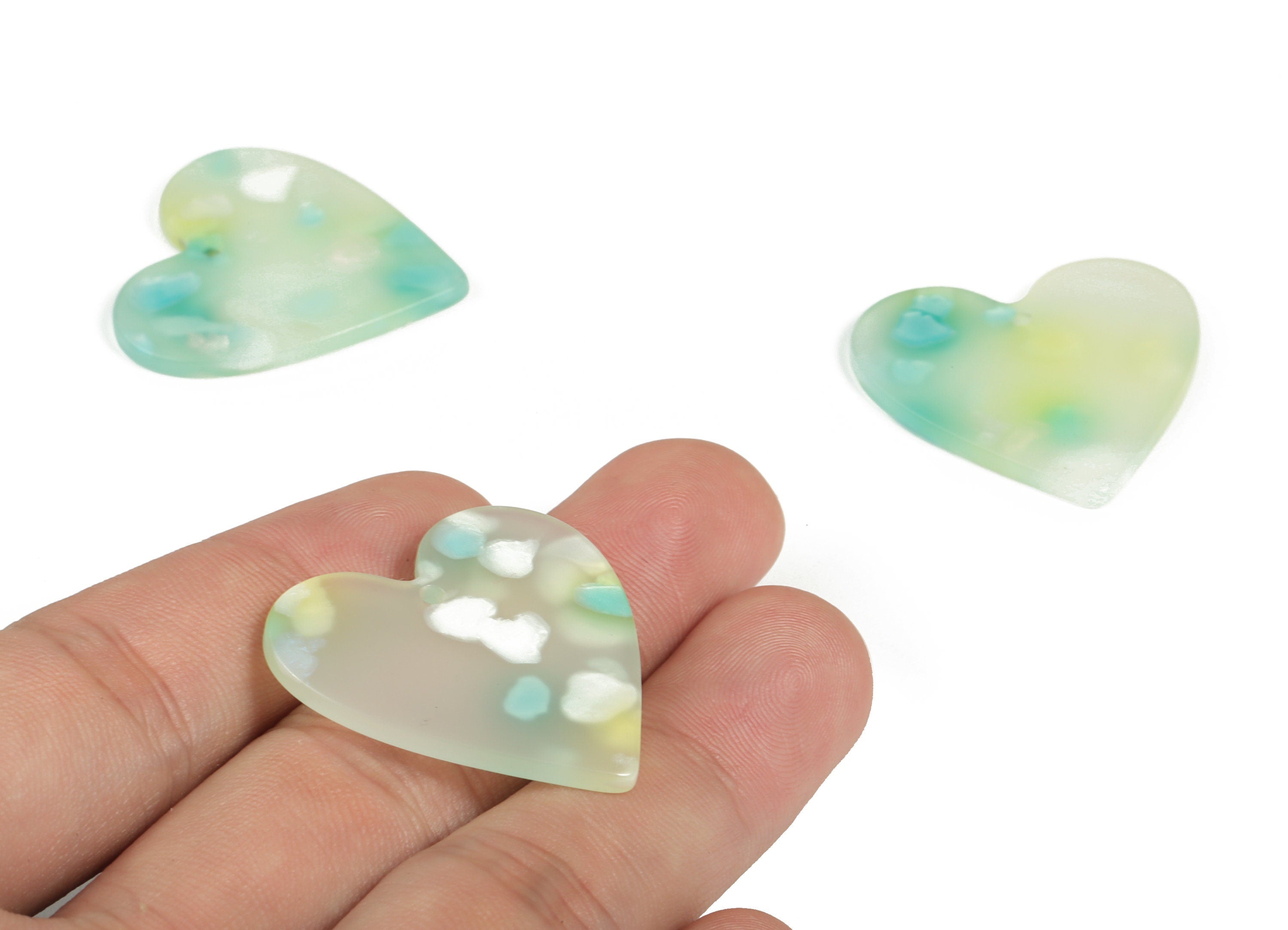 Acrylic Heart Earring Charms - Heart Pendant - Earring Findings - Jewelry Supplies - Color Code: A597 - 31.61x31.15x2.34mm - AC1431-A597 - DOMEDBAZAAR
