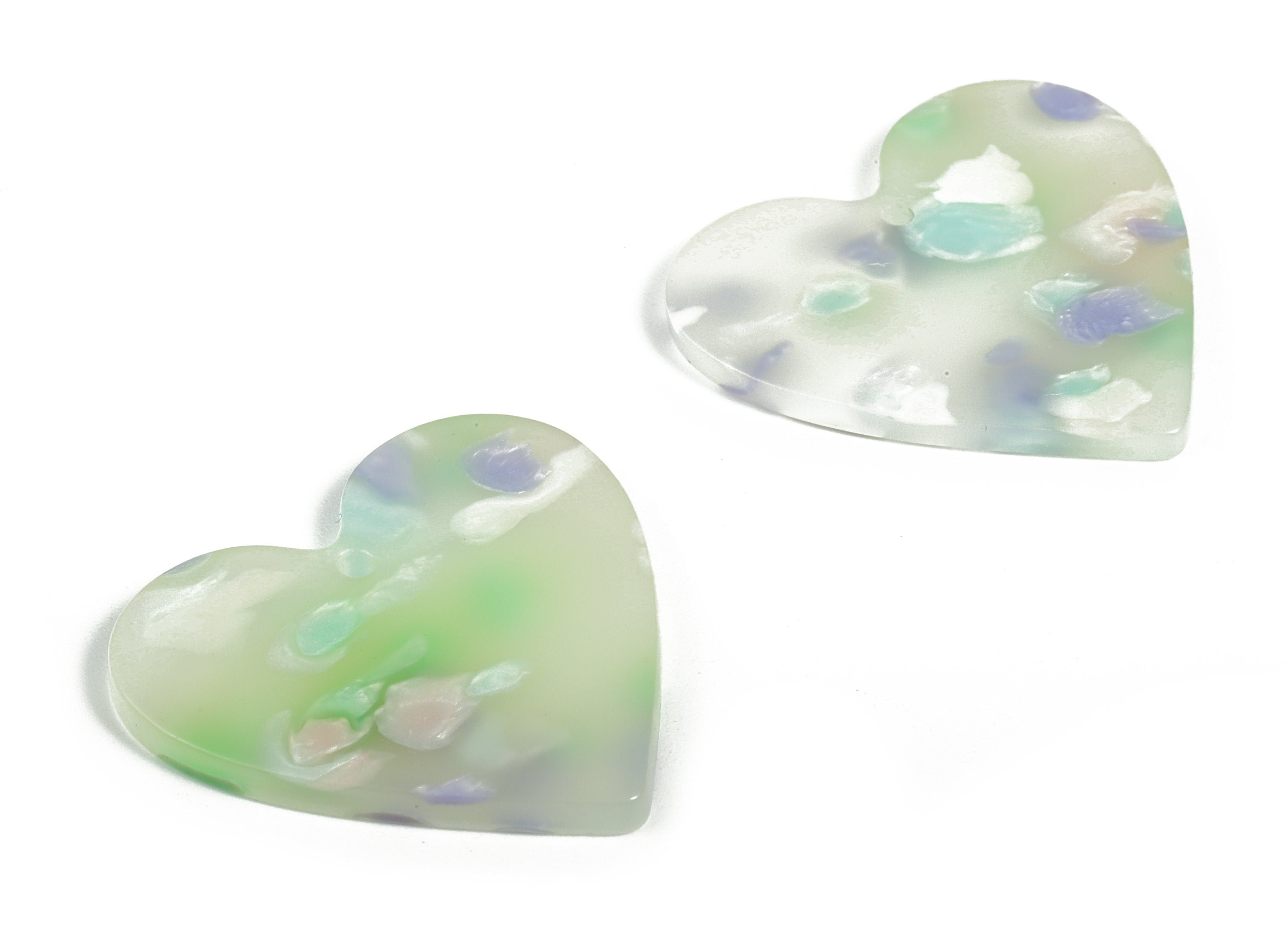 Acrylic Heart Earring Charms - Heart Pendant - Earring Findings - Jewelry Supplies - Color Code: A598 - 31.61x31.31x2.52mm - AC1431-A598 - DOMEDBAZAAR