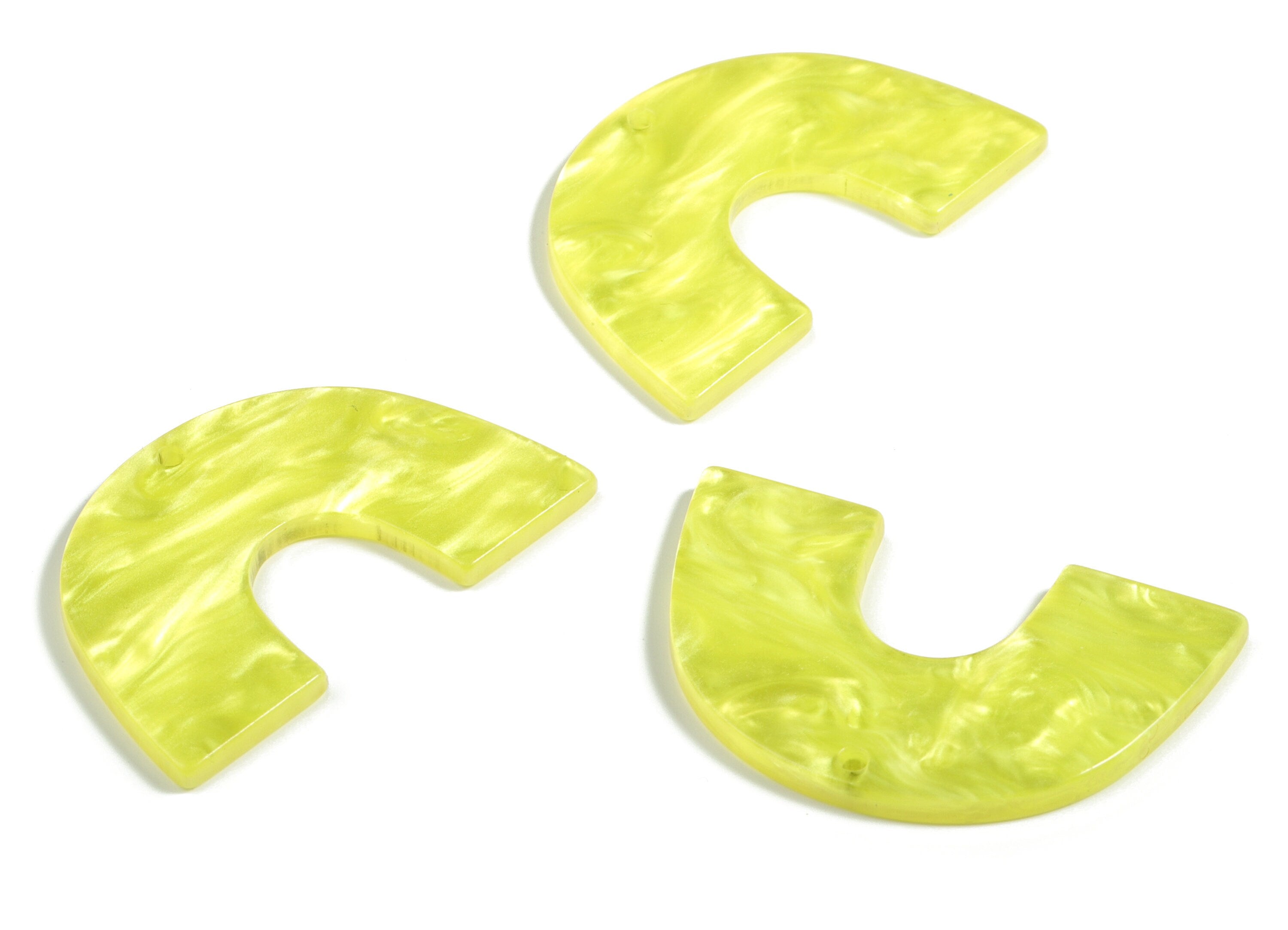 Acrylic Semicircle Earring Charms - Acrylic Yellow U Pendant - Jewelry Making Supplies - Color Code:A620 - 39.67x25.62x2.44mm - AC2018-A620 - DOMEDBAZAAR