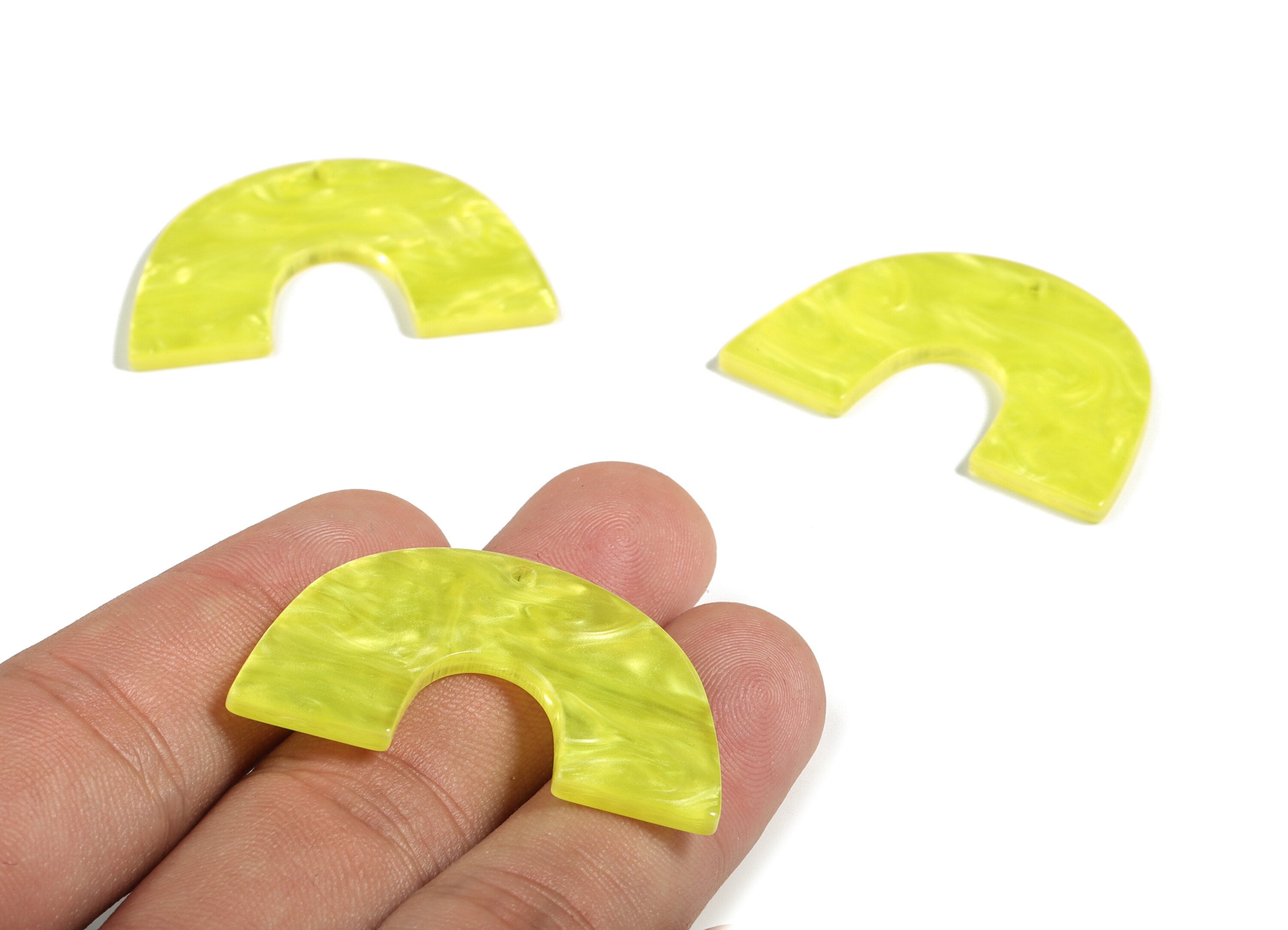 Acrylic Semicircle Earring Charms - Acrylic Yellow U Pendant - Jewelry Making Supplies - Color Code:A620 - 39.67x25.62x2.44mm - AC2018-A620 - DOMEDBAZAAR