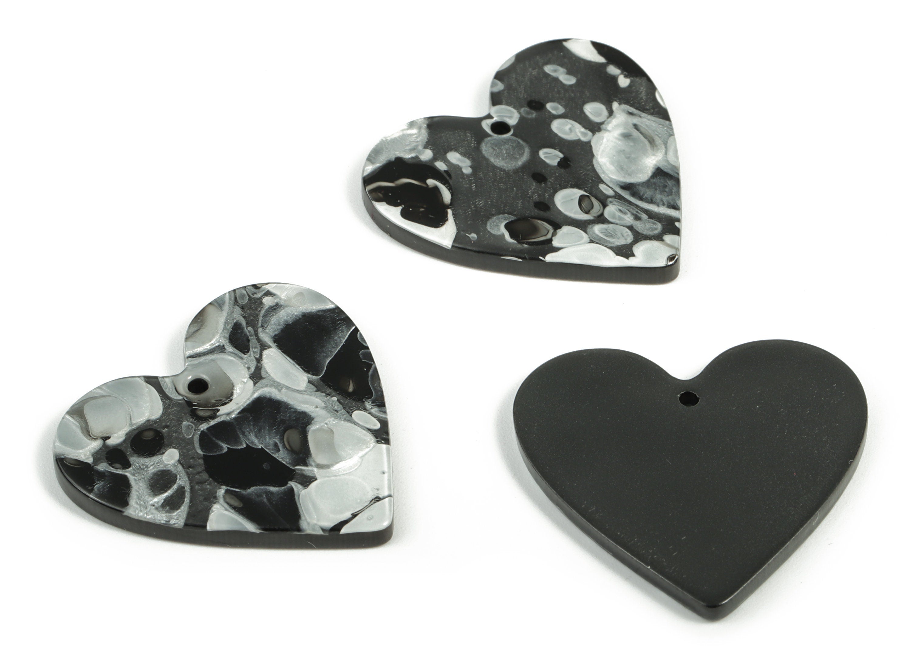 Acrylic Heart Earring Charms - Heart Pendant - Earring Findings - Jewelry Supplies - Color Code: A601 - 31.76x31.22x2.65mm - AC1431-A601 - DOMEDBAZAAR