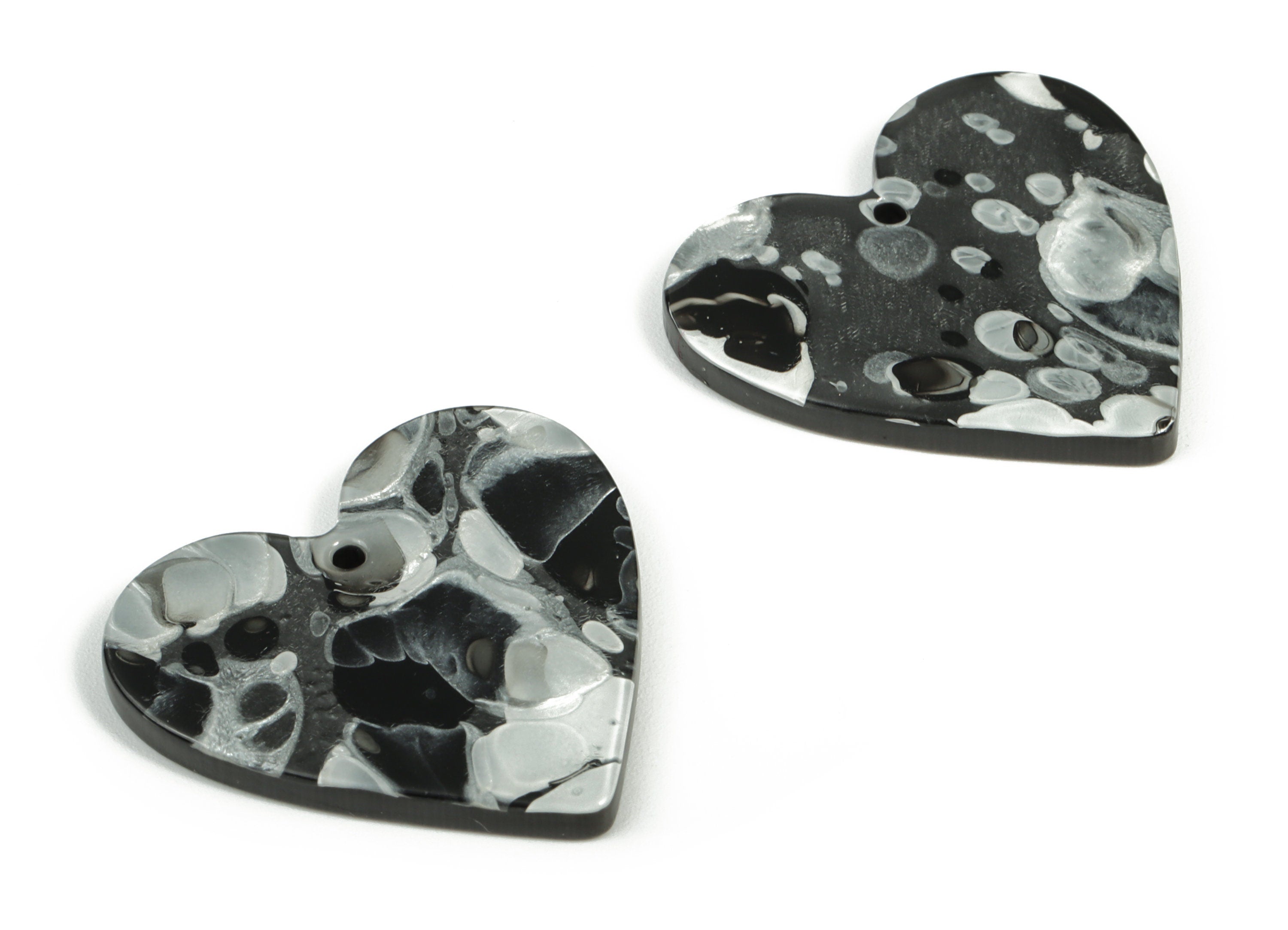 Acrylic Heart Earring Charms - Heart Pendant - Earring Findings - Jewelry Supplies - Color Code: A601 - 31.76x31.22x2.65mm - AC1431-A601 - DOMEDBAZAAR