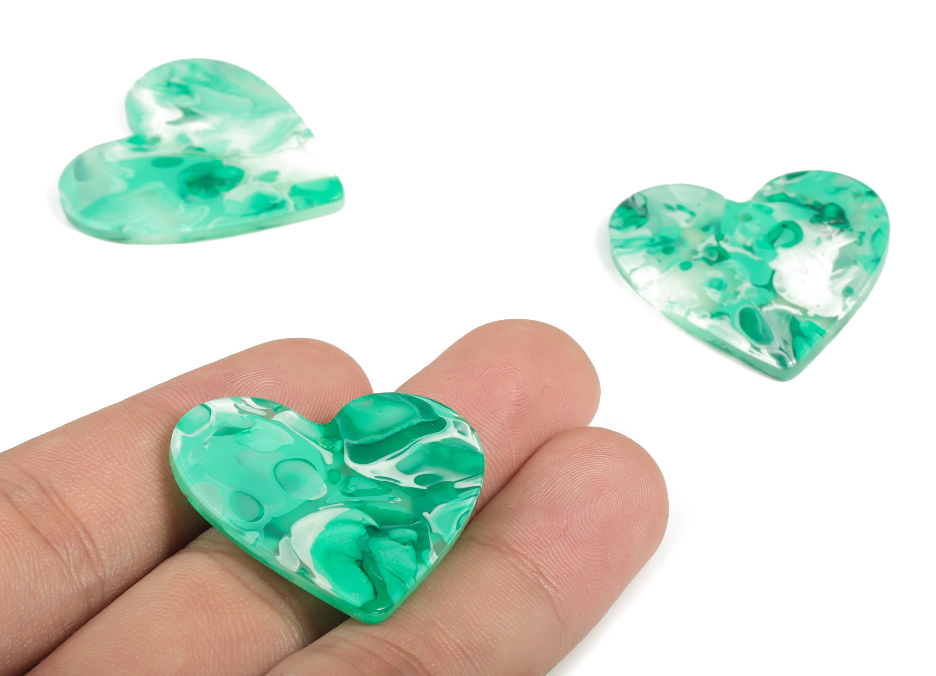 Acrylic Heart Earring Charms - Heart Pendant - Earring Findings - Jewelry Supplies - Color Code: A603 - 31.69x31.25x2.55mm - AC1431-A603 - DOMEDBAZAAR