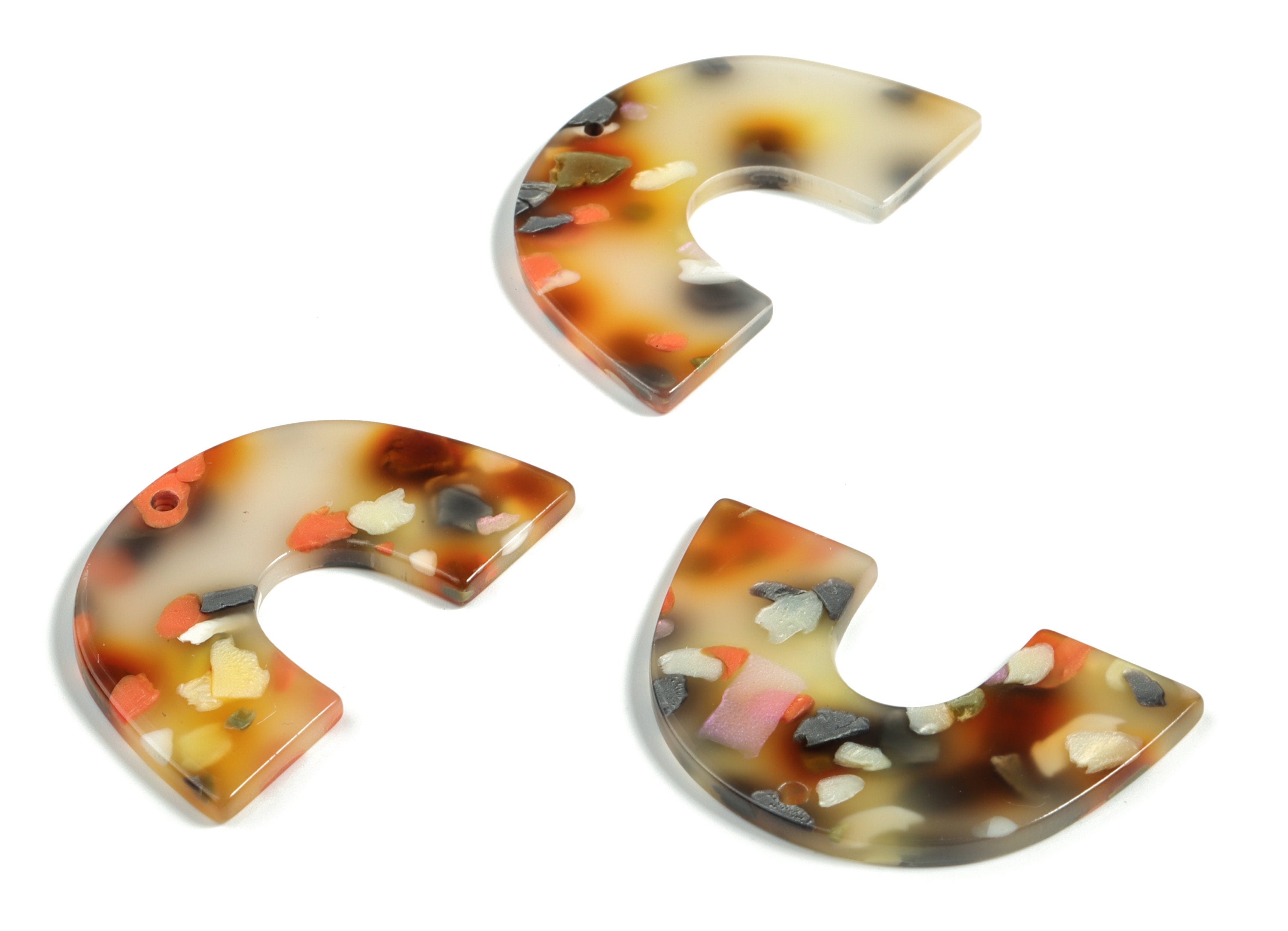 Acrylic Semicircle Earring Charms - Acrylic U Pendant Findings - Jewelry Supplies - Color Code:A607 – 40.14x25.57x2.42mm - AC2018-A607 - DOMEDBAZAAR