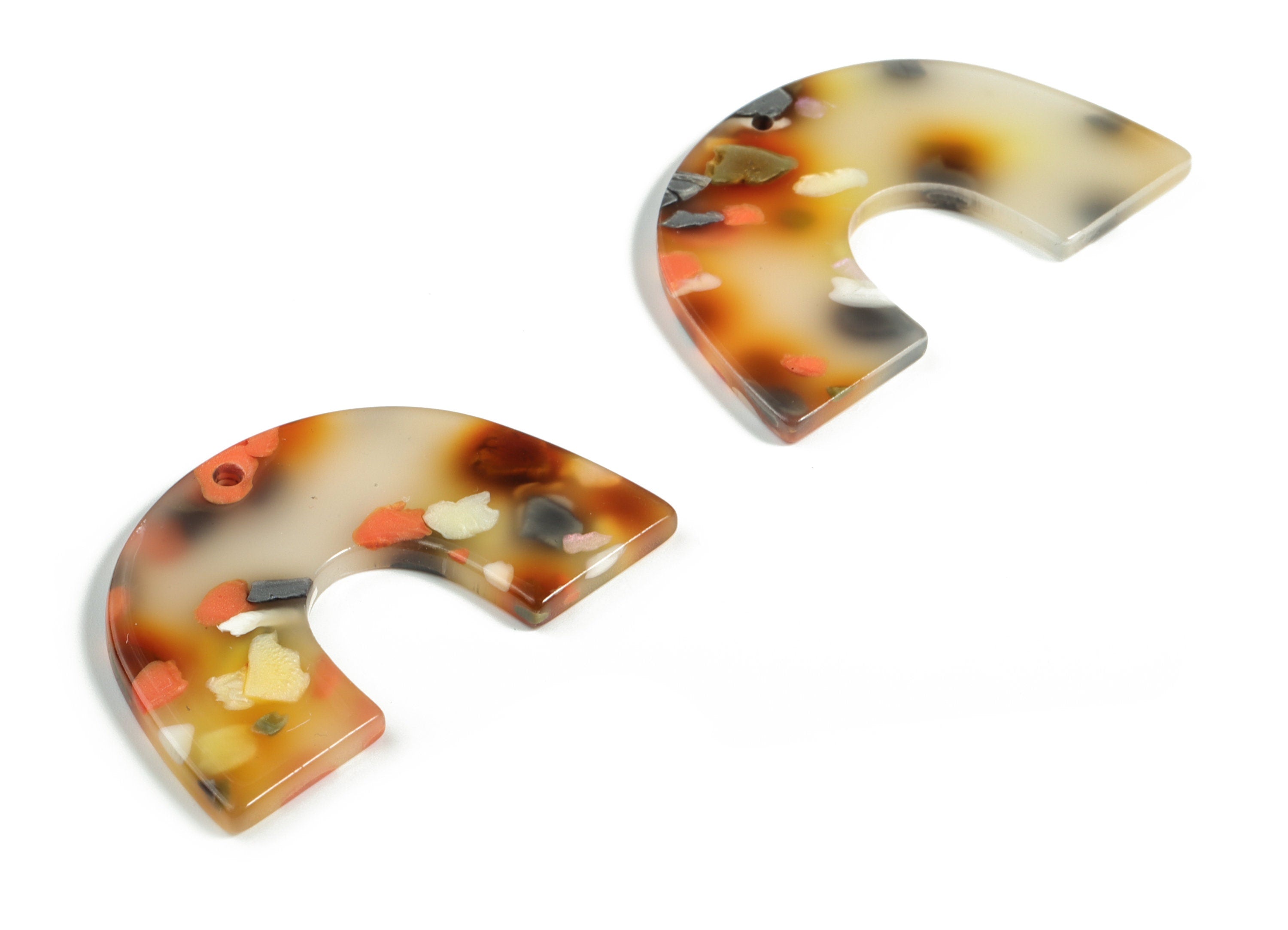 Acrylic Semicircle Earring Charms - Acrylic U Pendant Findings - Jewelry Supplies - Color Code:A607 – 40.14x25.57x2.42mm - AC2018-A607 - DOMEDBAZAAR