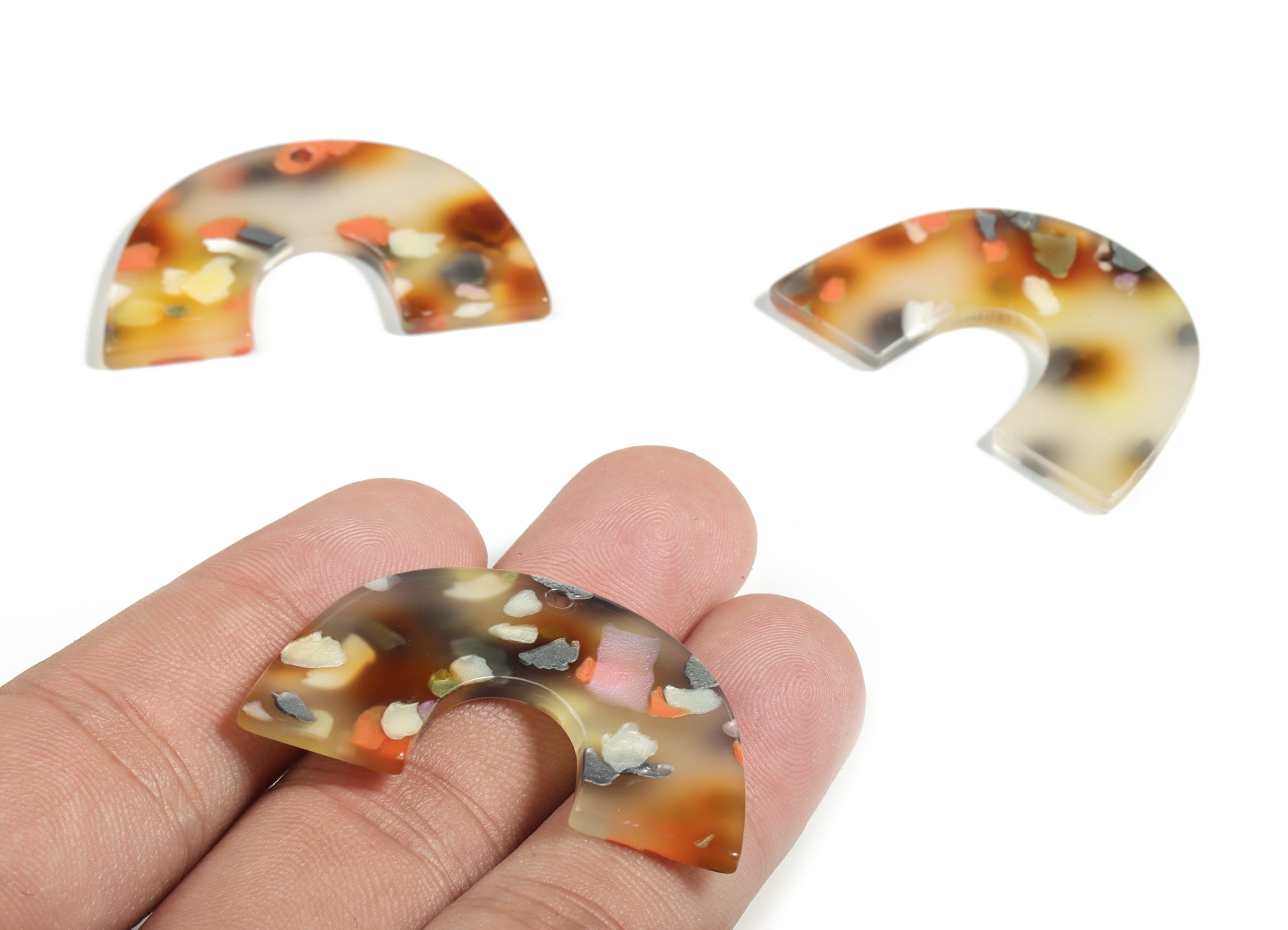 Acrylic Semicircle Earring Charms - Acrylic U Pendant Findings - Jewelry Supplies - Color Code:A607 – 40.14x25.57x2.42mm - AC2018-A607 - DOMEDBAZAAR