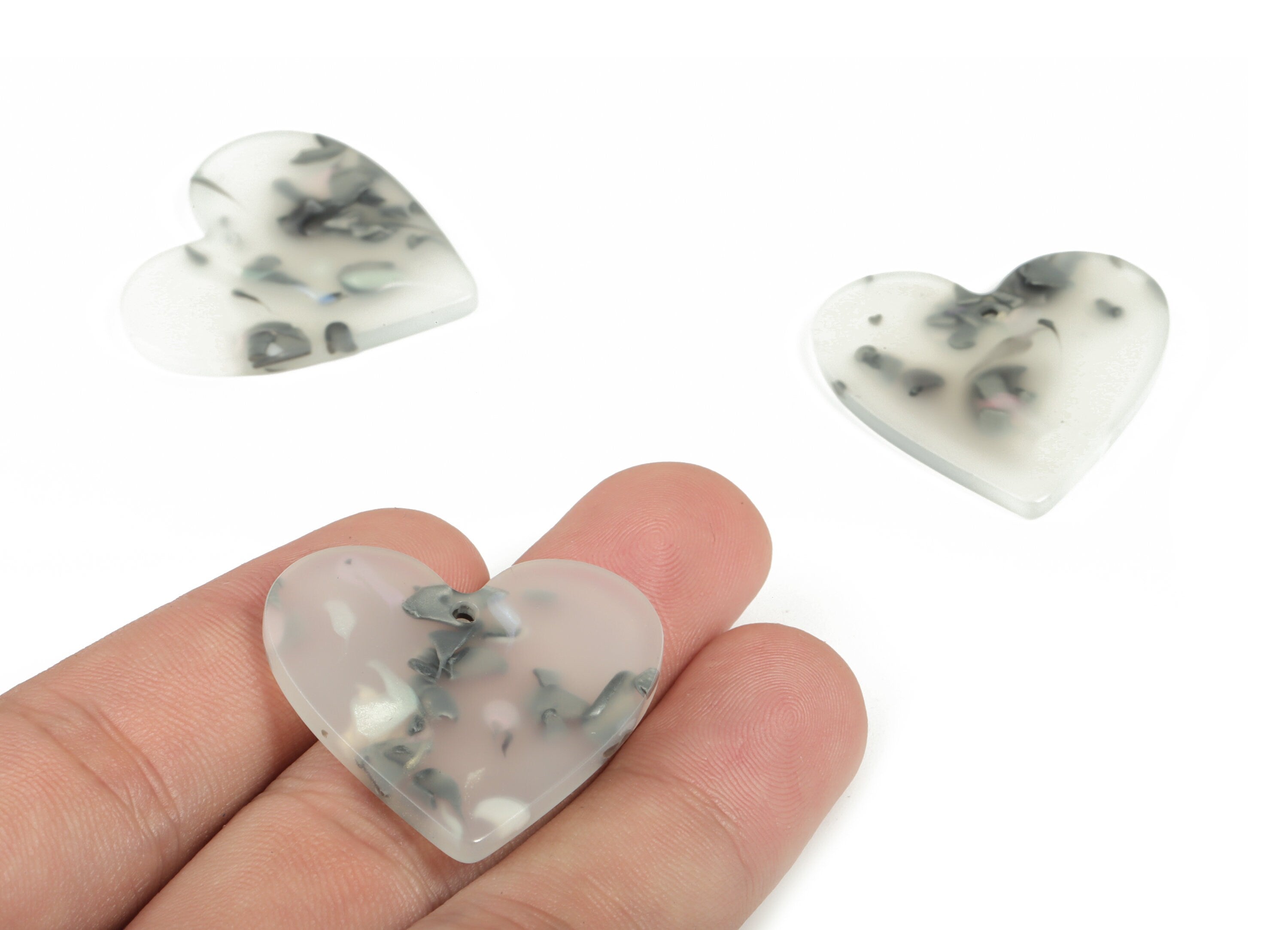 Acrylic Heart Earring Charms - Heart Pendant - Earring Findings - Jewelry Supplies - Color Code: A606 - 31.82x31.17x2.73mm - AC1431-A606 - DOMEDBAZAAR