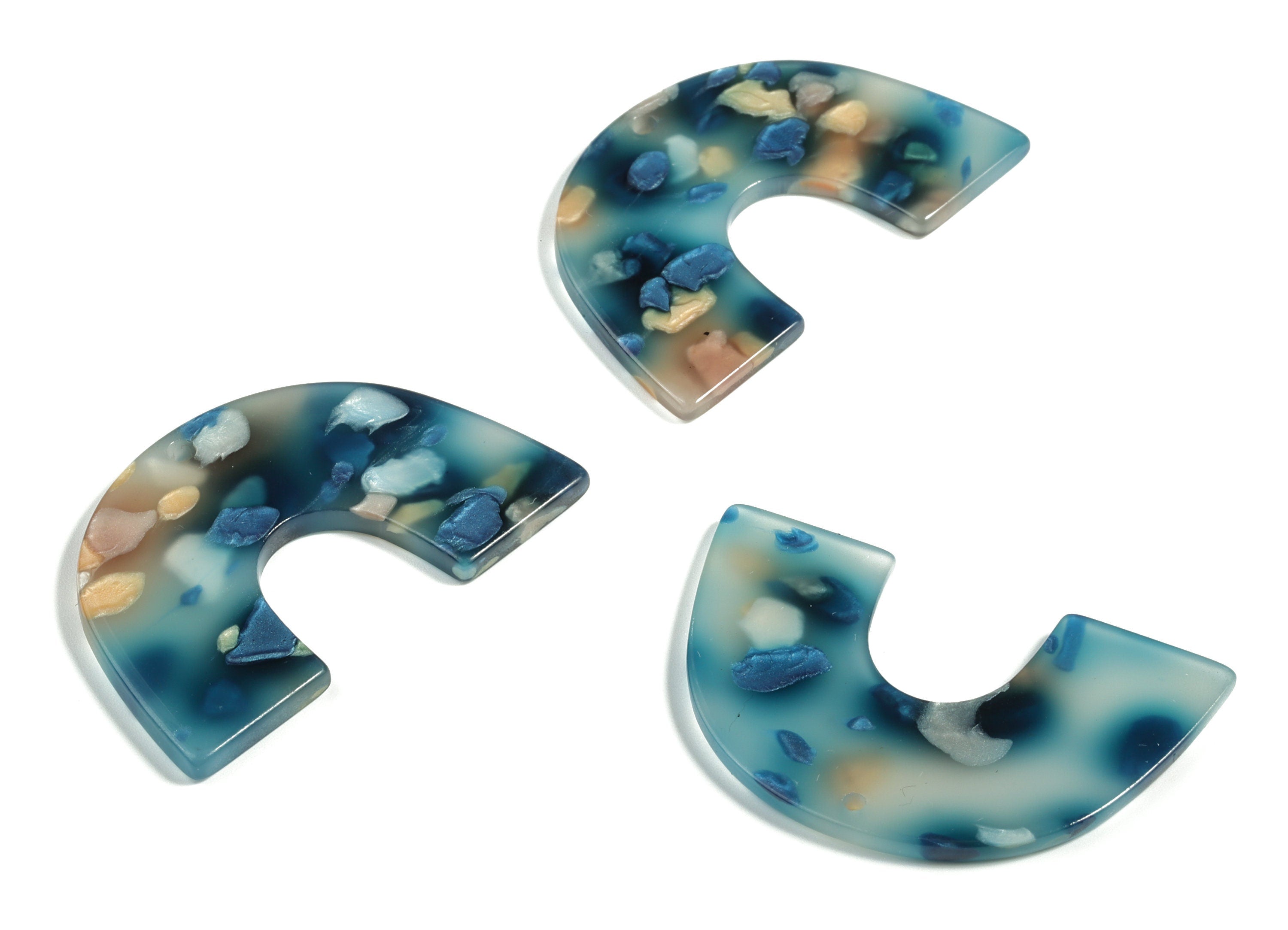 Acrylic Semicircle Earring Charms - Acrylic U Pandant - Earring Findings - Jewelry Supplies - Color Code:A600 - 40x25.8x2.4mm - AC2018-A600 - DOMEDBAZAAR