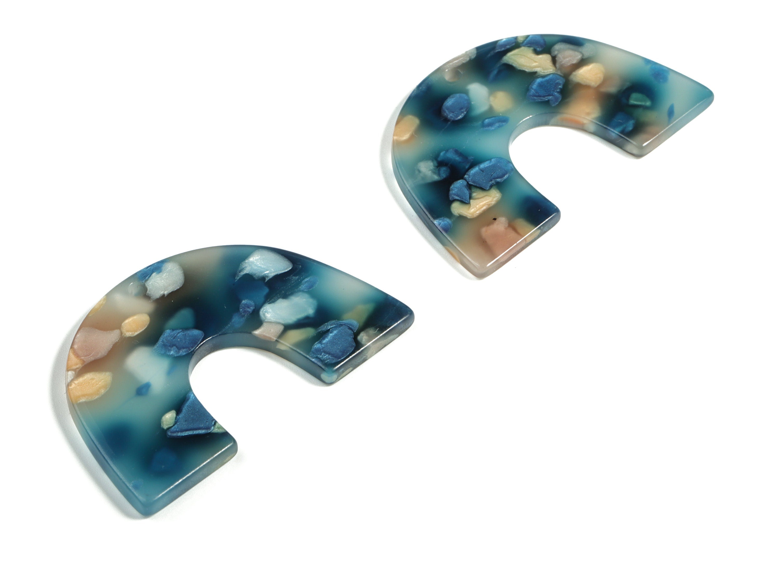 Acrylic Semicircle Earring Charms - Acrylic U Pandant - Earring Findings - Jewelry Supplies - Color Code:A600 - 40x25.8x2.4mm - AC2018-A600 - DOMEDBAZAAR