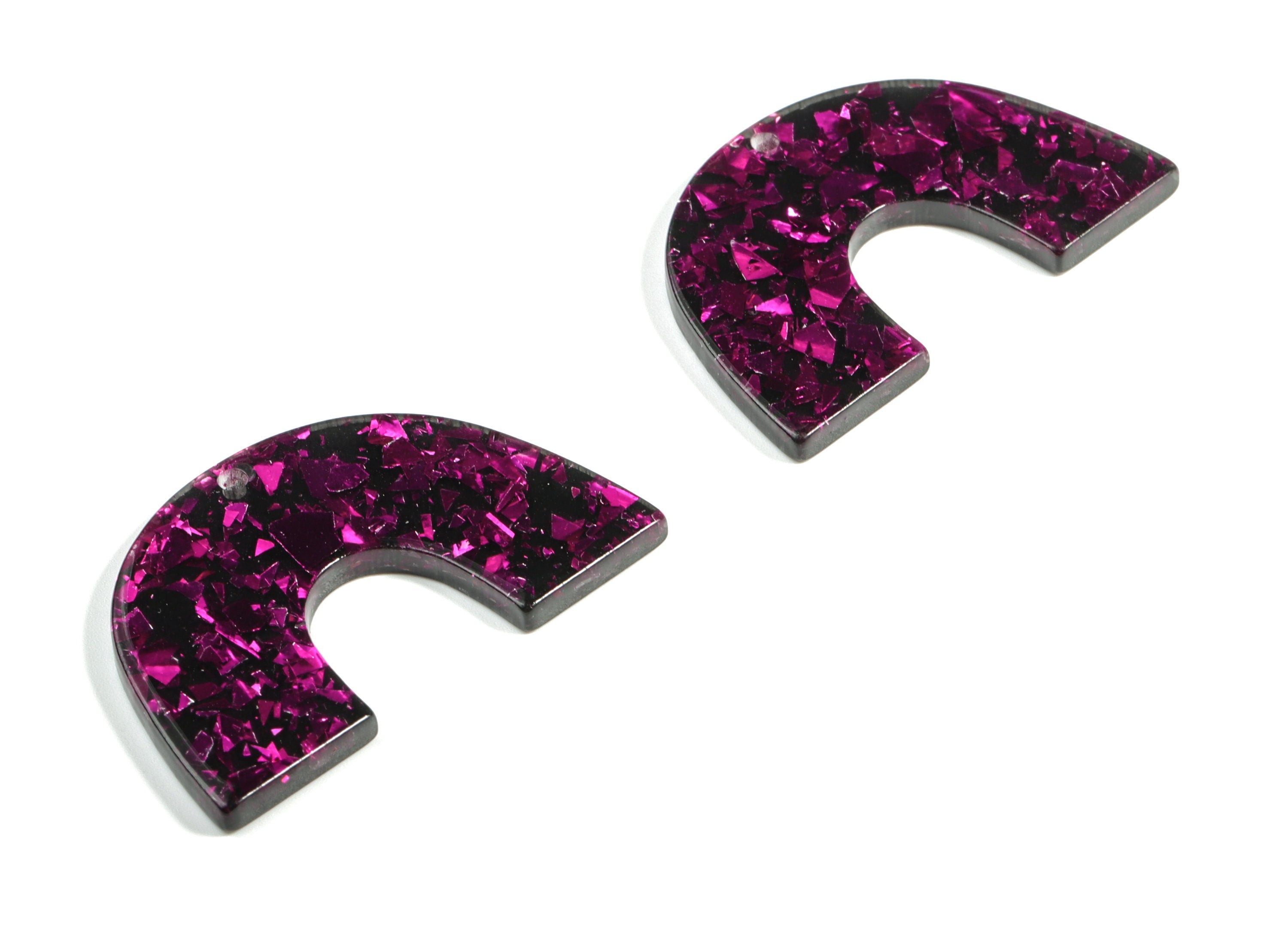 Acrylic Semicircle Earring Charms - Acrylic Purple U Pendant - Jewelry Supplies - Color Code:A636 – 40.16x25.36x 2.59mm - AC2018-A636 - DOMEDBAZAAR