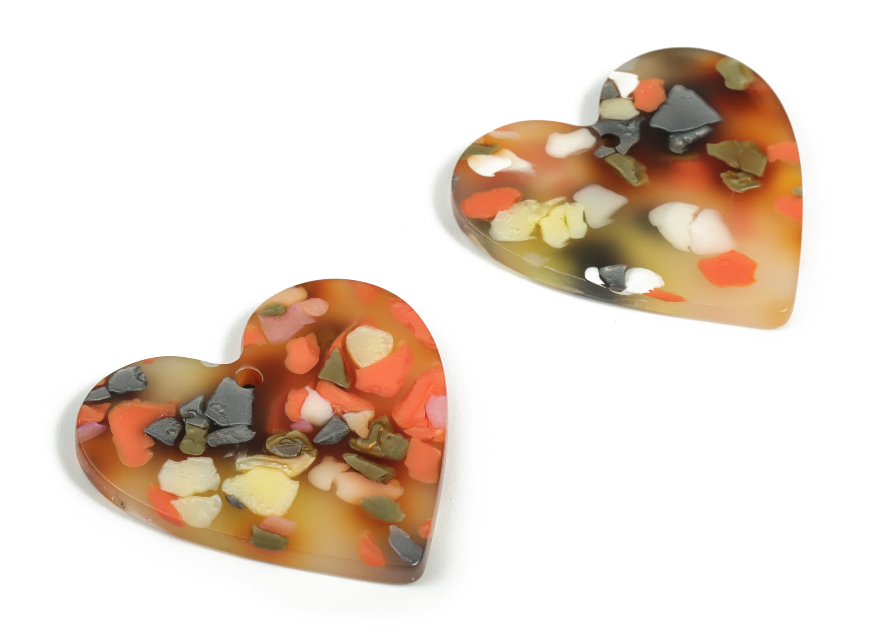 Acrylic Heart Earring Charms - Heart Pendant - Earring Findings - Jewelry Supplies - Color Code: A607 - 31.7x31.27x2.48mm - AC1431-A607 - DOMEDBAZAAR