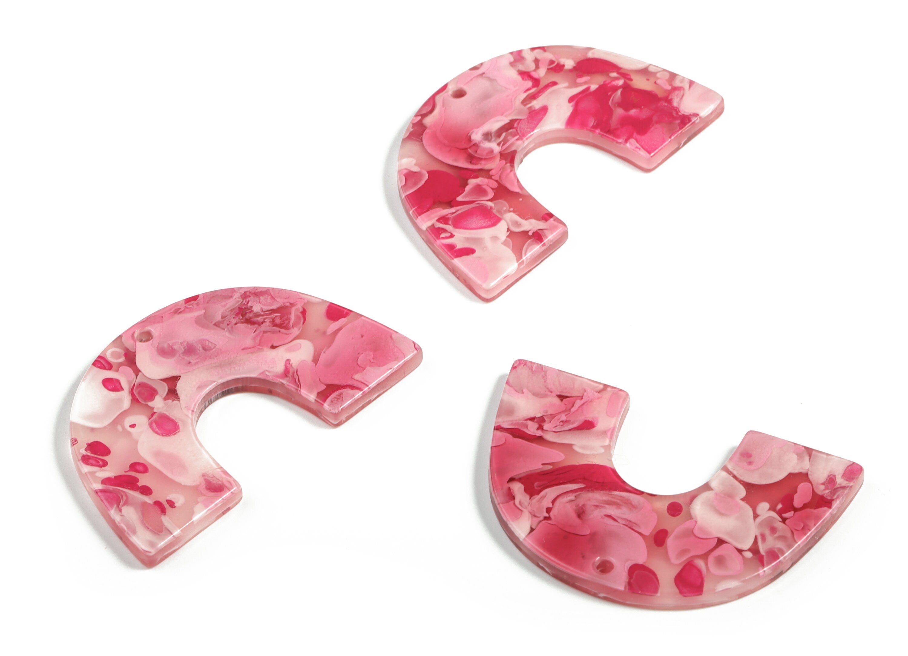 Acrylic Semicircle Earring Charms -Pink Acrylic U Pendant - Jewelry Supplies - Color Code:A633 - 40.25x25.72x3.03mm - AC2018-A633 - DOMEDBAZAAR