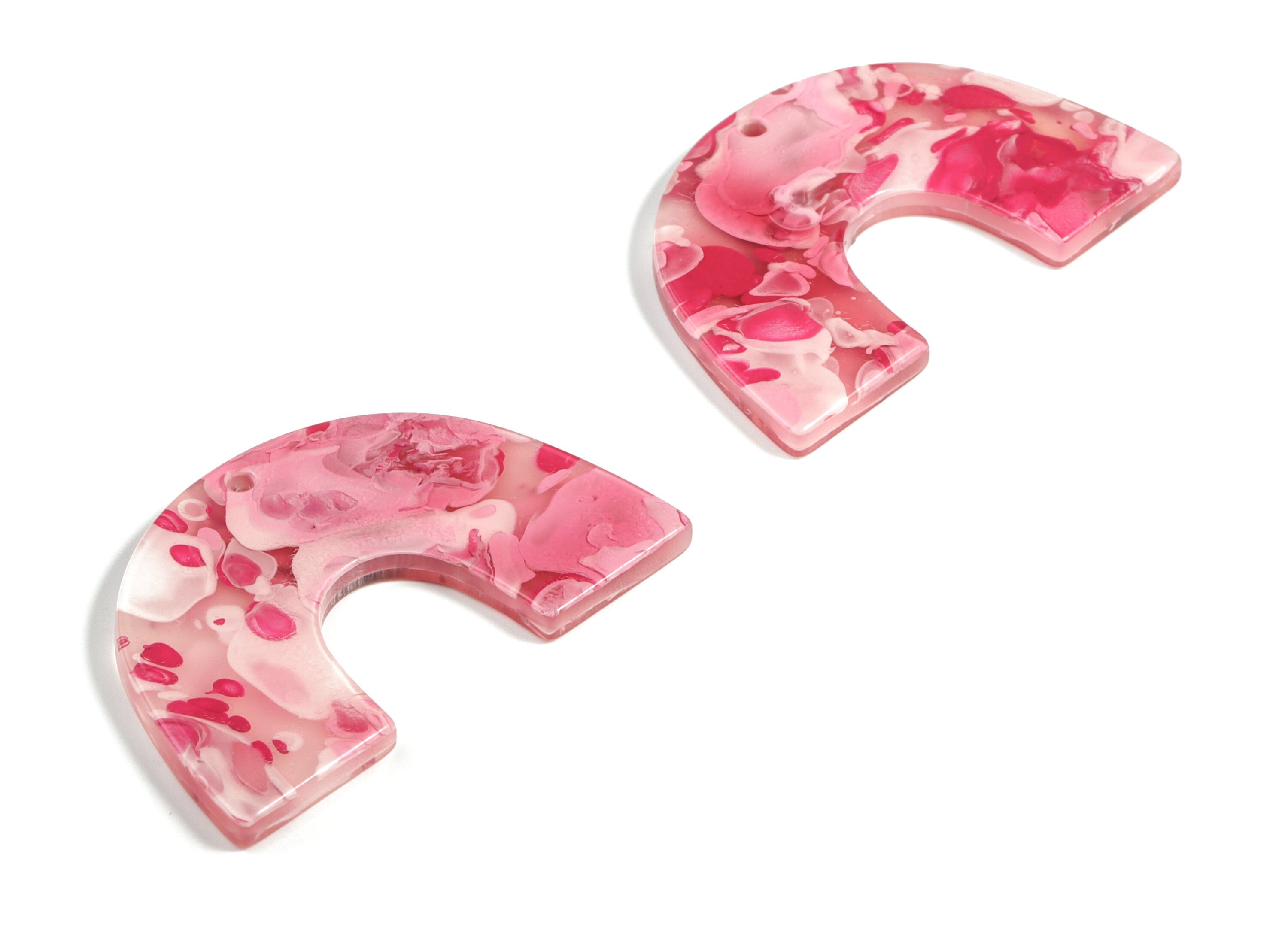 Acrylic Semicircle Earring Charms -Pink Acrylic U Pendant - Jewelry Supplies - Color Code:A633 - 40.25x25.72x3.03mm - AC2018-A633 - DOMEDBAZAAR