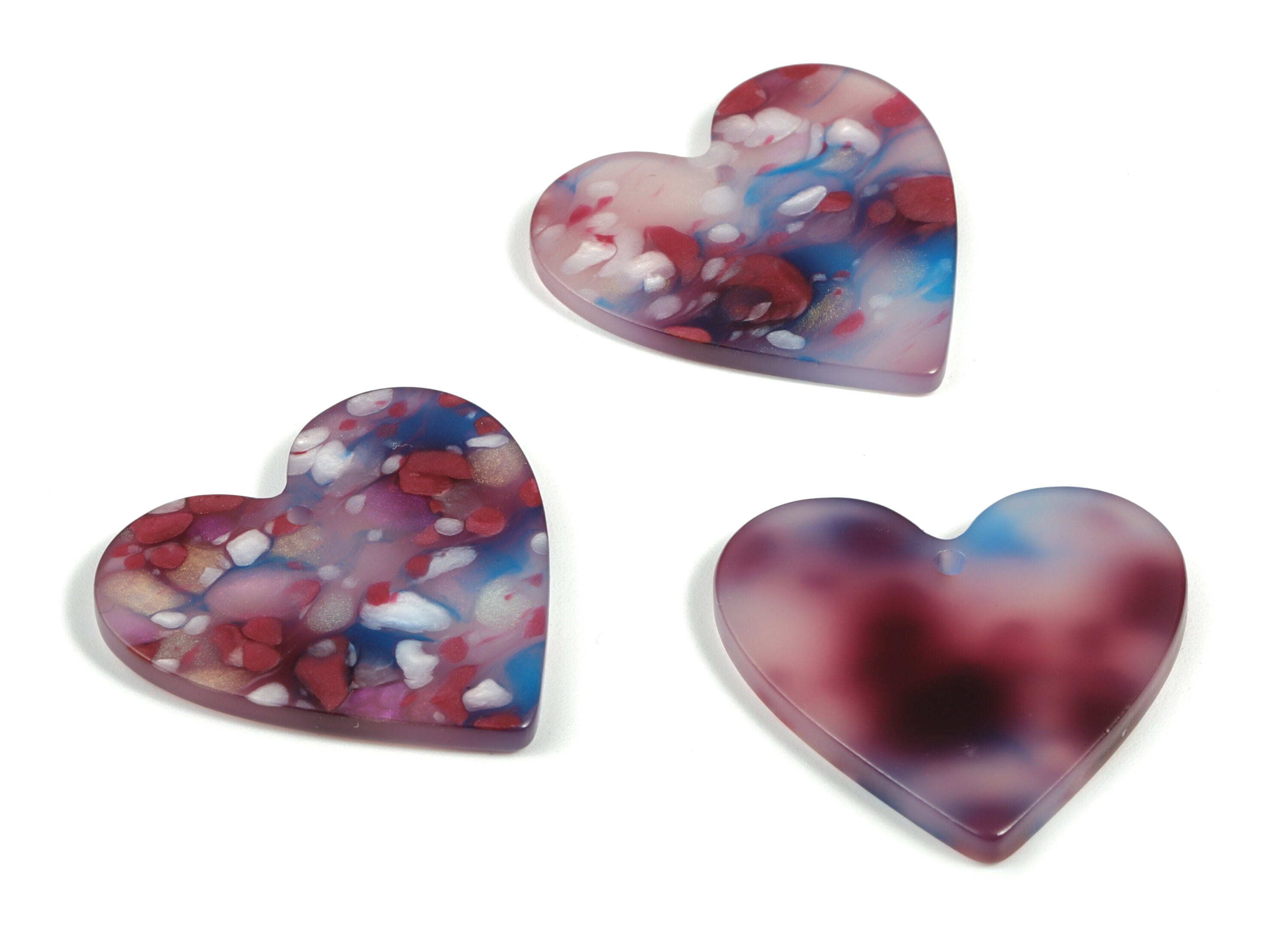Acrylic Heart Earring Charms - Heart Pendant - Earring Findings - Jewelry Supplies - Color Code: A609 - 31.57x31.06x2.19mm - AC1431-A609 - DOMEDBAZAAR