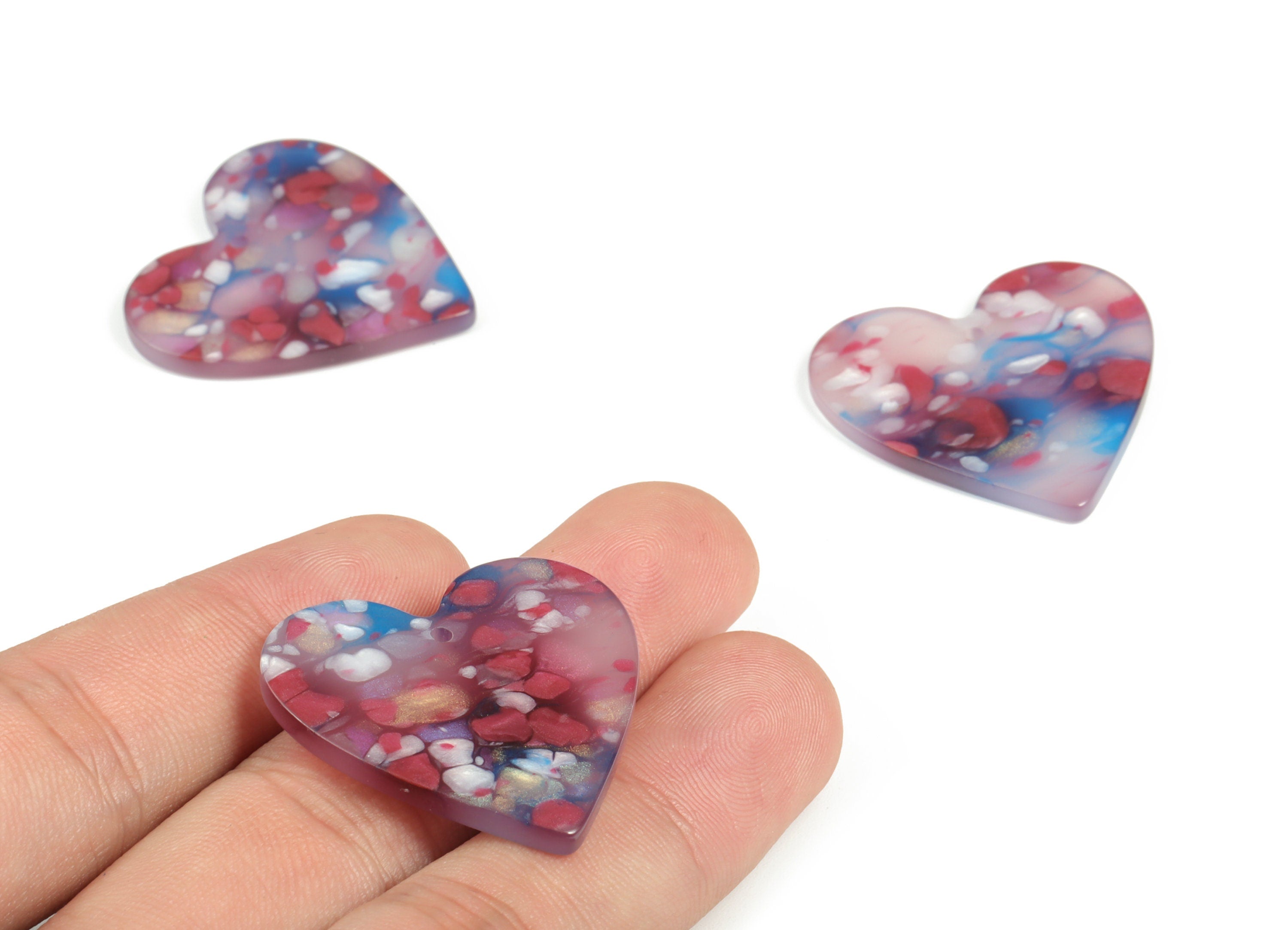 Acrylic Heart Earring Charms - Heart Pendant - Earring Findings - Jewelry Supplies - Color Code: A609 - 31.57x31.06x2.19mm - AC1431-A609 - DOMEDBAZAAR