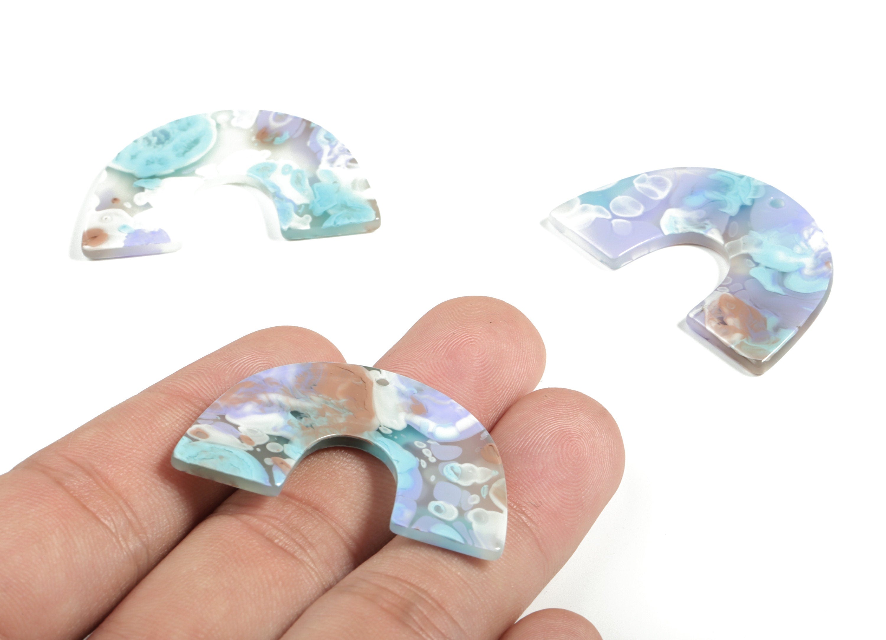 Acrylic U Pendant - Acrylic Semicircle Earring Charm - Earring Finding - Jewelry Supplies- Color Code:A584 – 49.79x25.8x2.72mm- AC2018-A584 - DOMEDBAZAAR