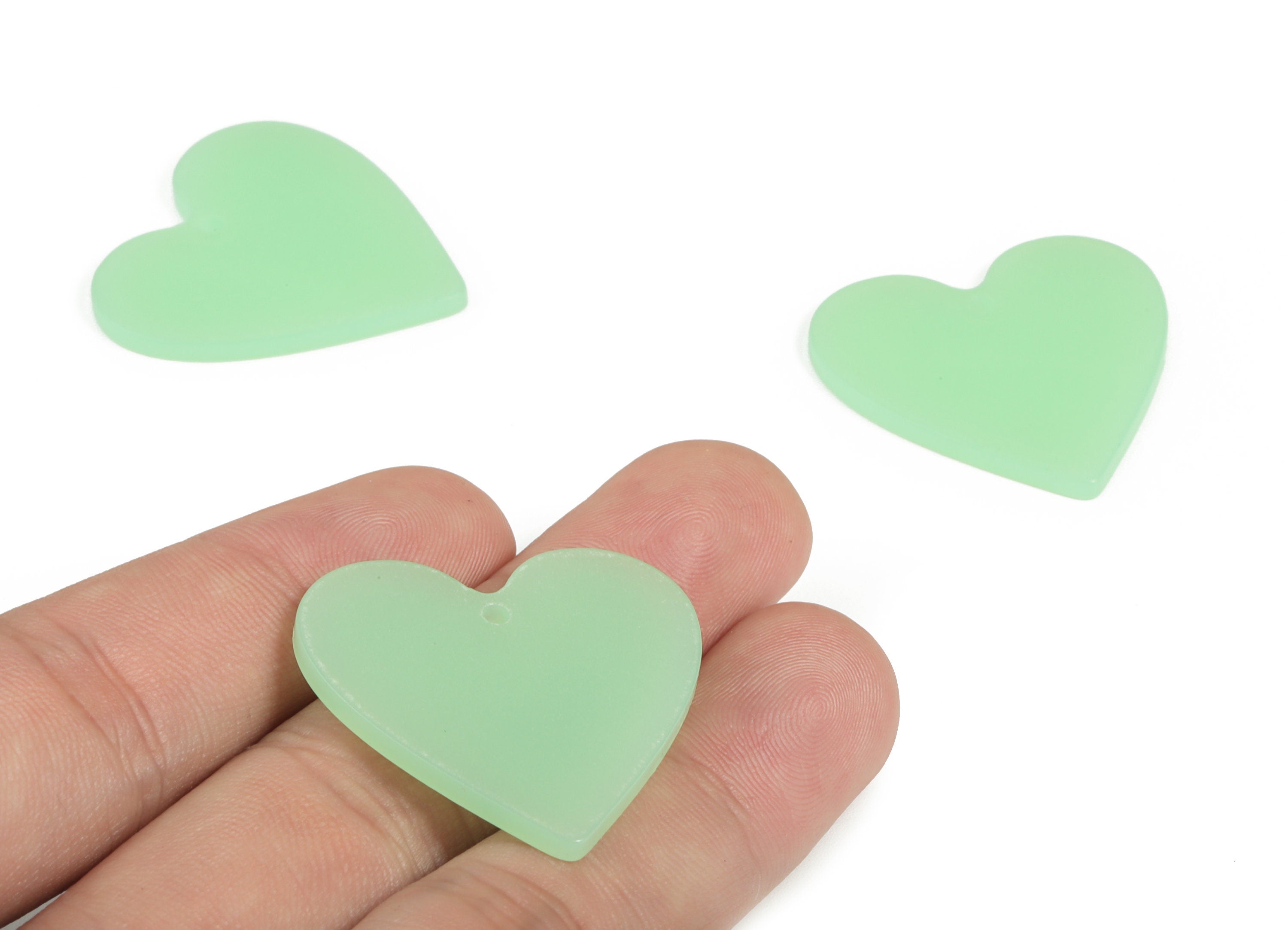 Luminous Acrylic Heart Earring Charms - Heart Pendant - Earring Findings - Color Code: A611 - 31.65x31.13x2.36mm - AC1431-A611 - DOMEDBAZAAR